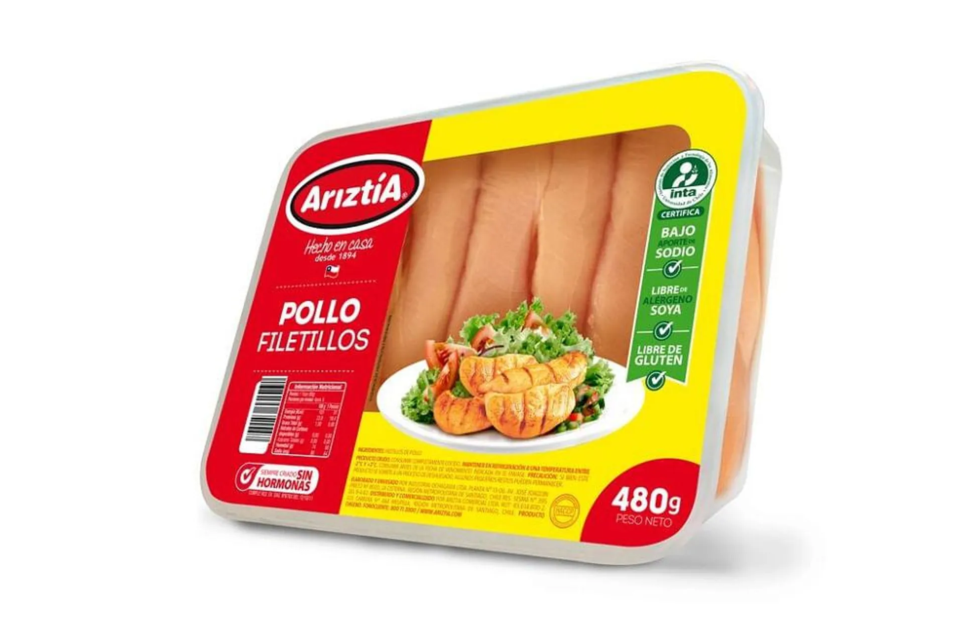 Filetillos de pollo Ariztía bandeja 480 g