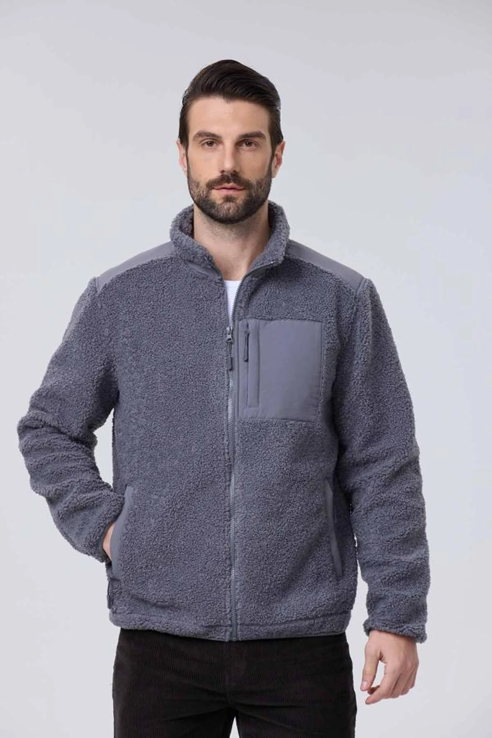 Polar hombre full zipper antelina gris