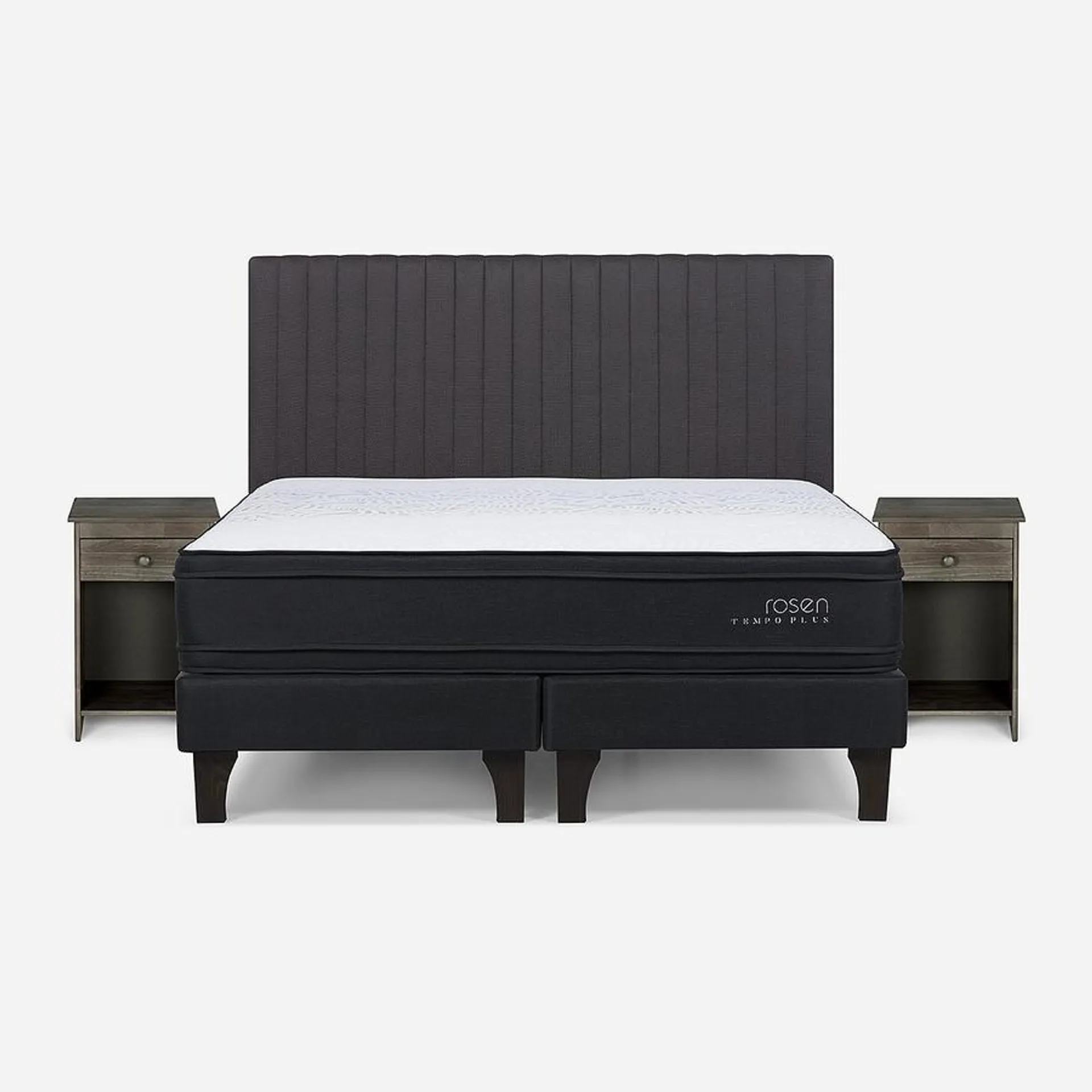 Cama Tempo Plus 2 Plazas + Respaldo Lucio y Velador Tabor