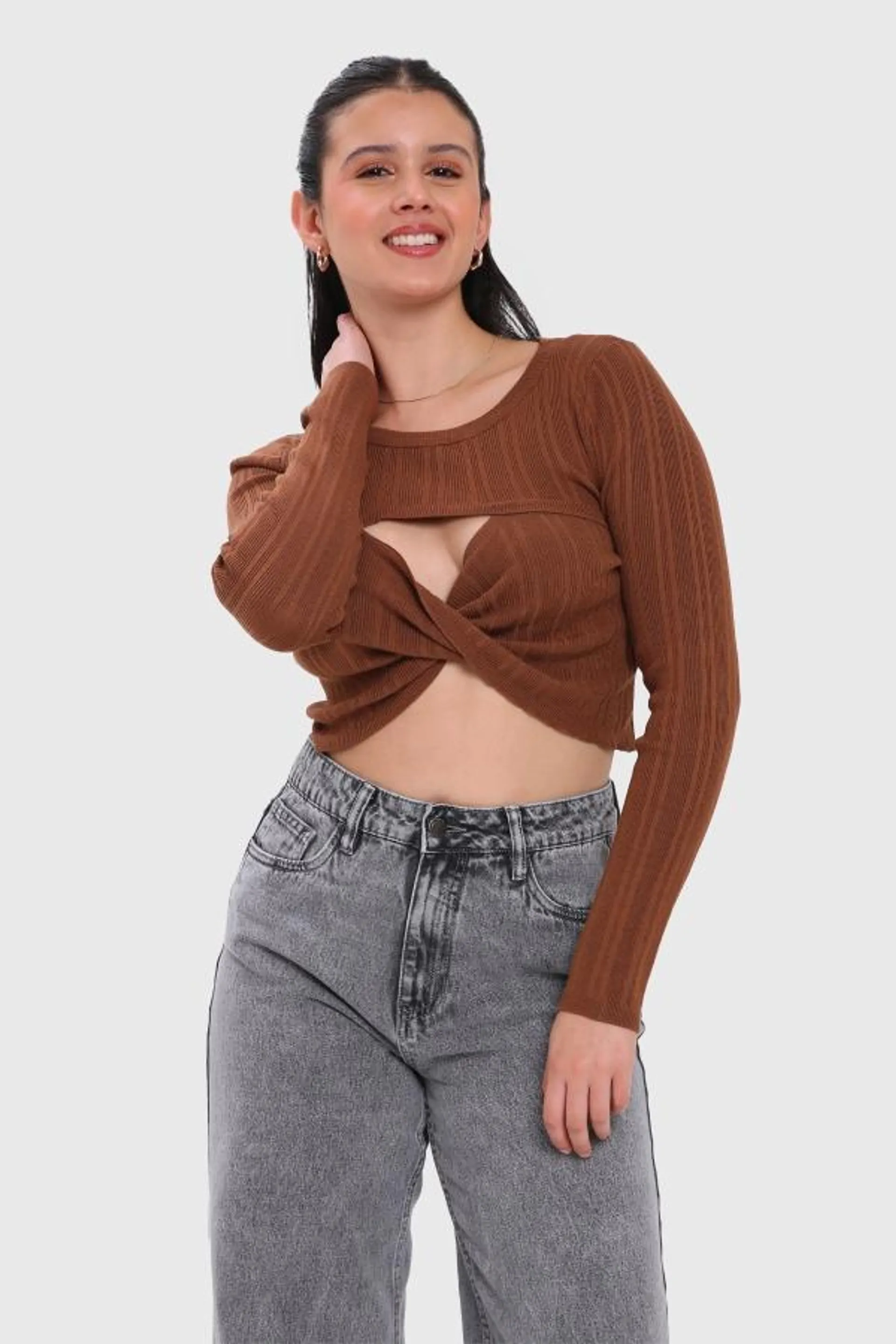 Sweater mujer twist cafe