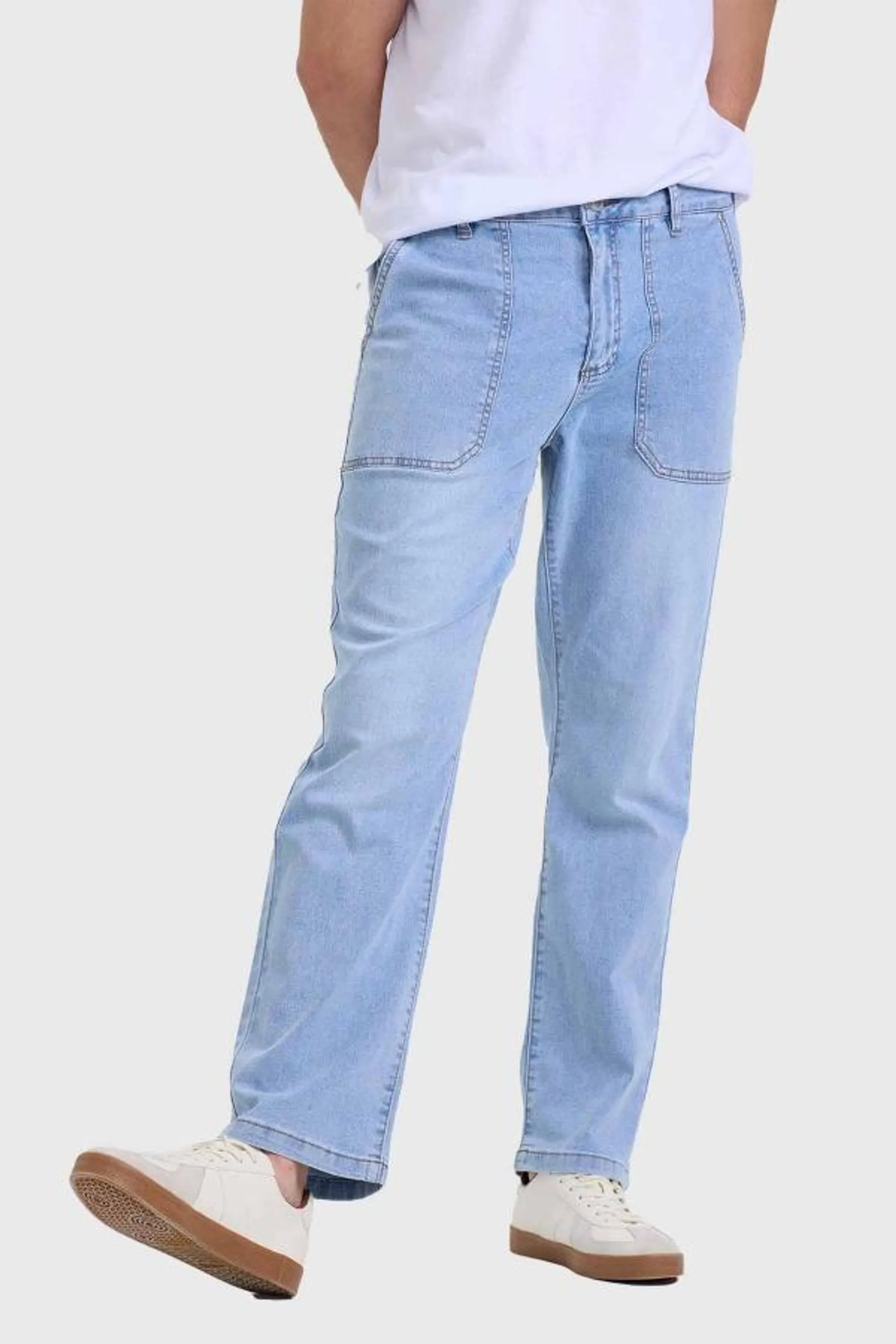 Jeans hombre tendencia straight azul claro