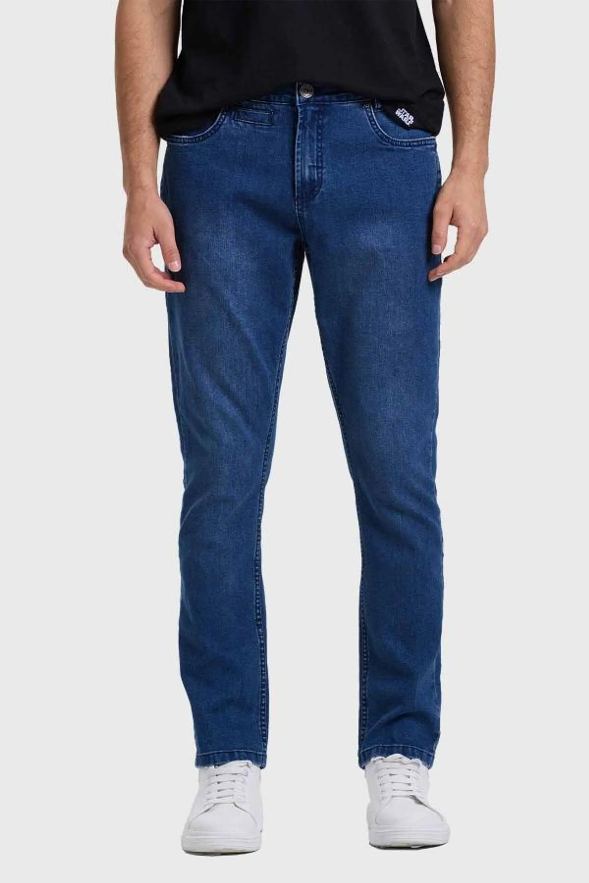 Jeans hombre slim liso focal azul