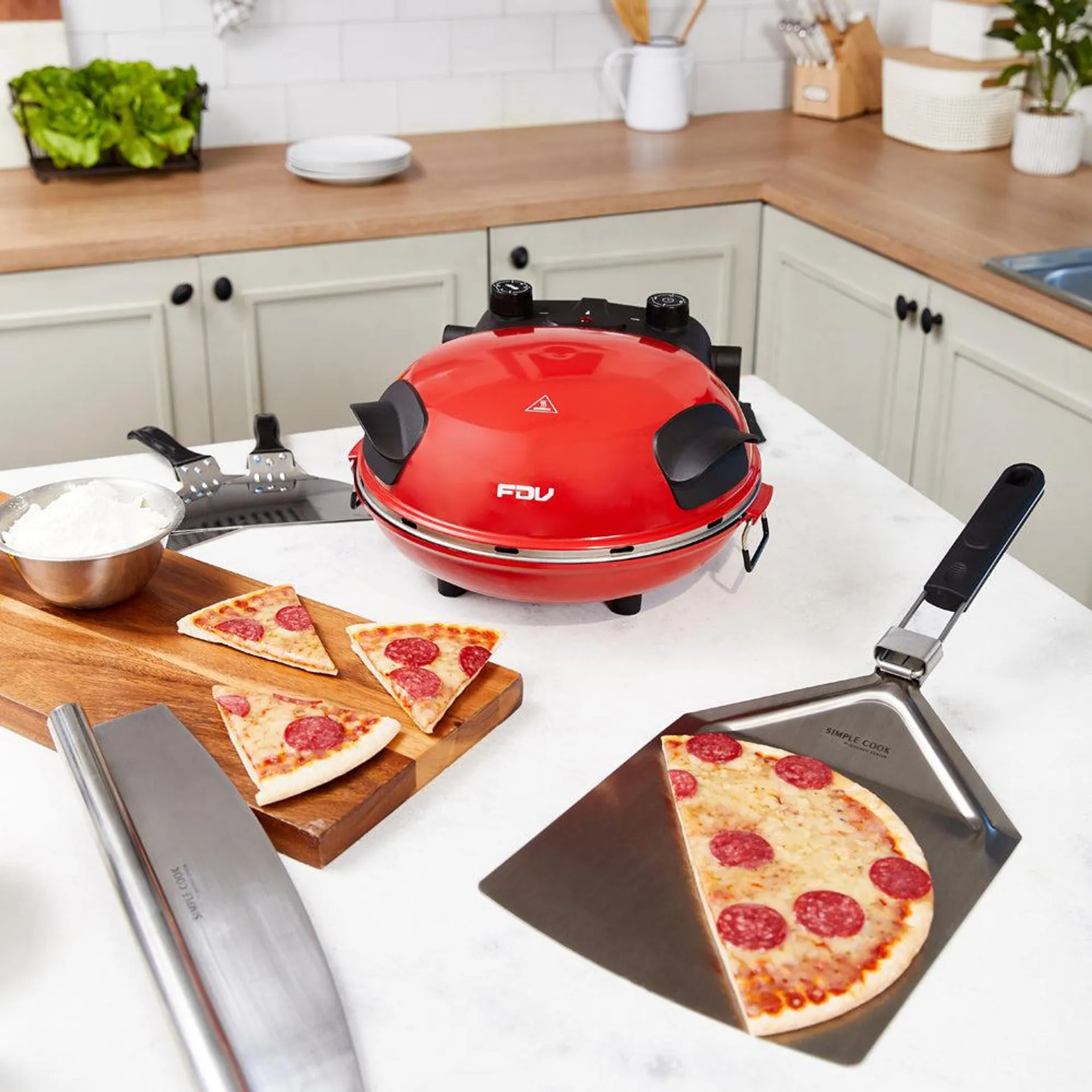 Kit Horno Pizza + Espátula + Pizza Cutter FDV