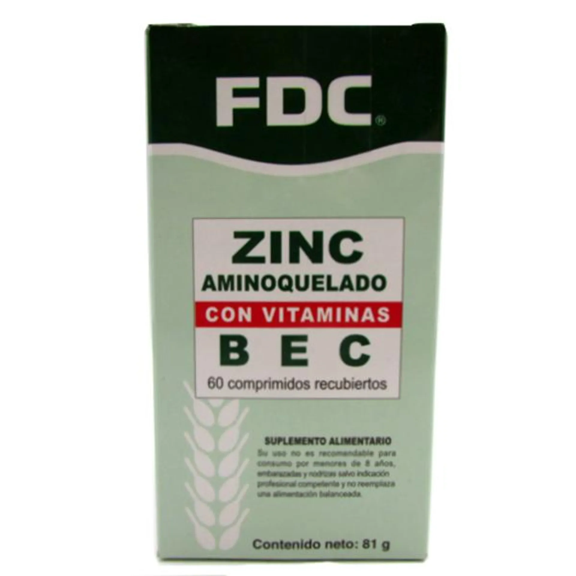 Zinc aminoquelado con Vitaminas B E C x 60 tabletas - FDC