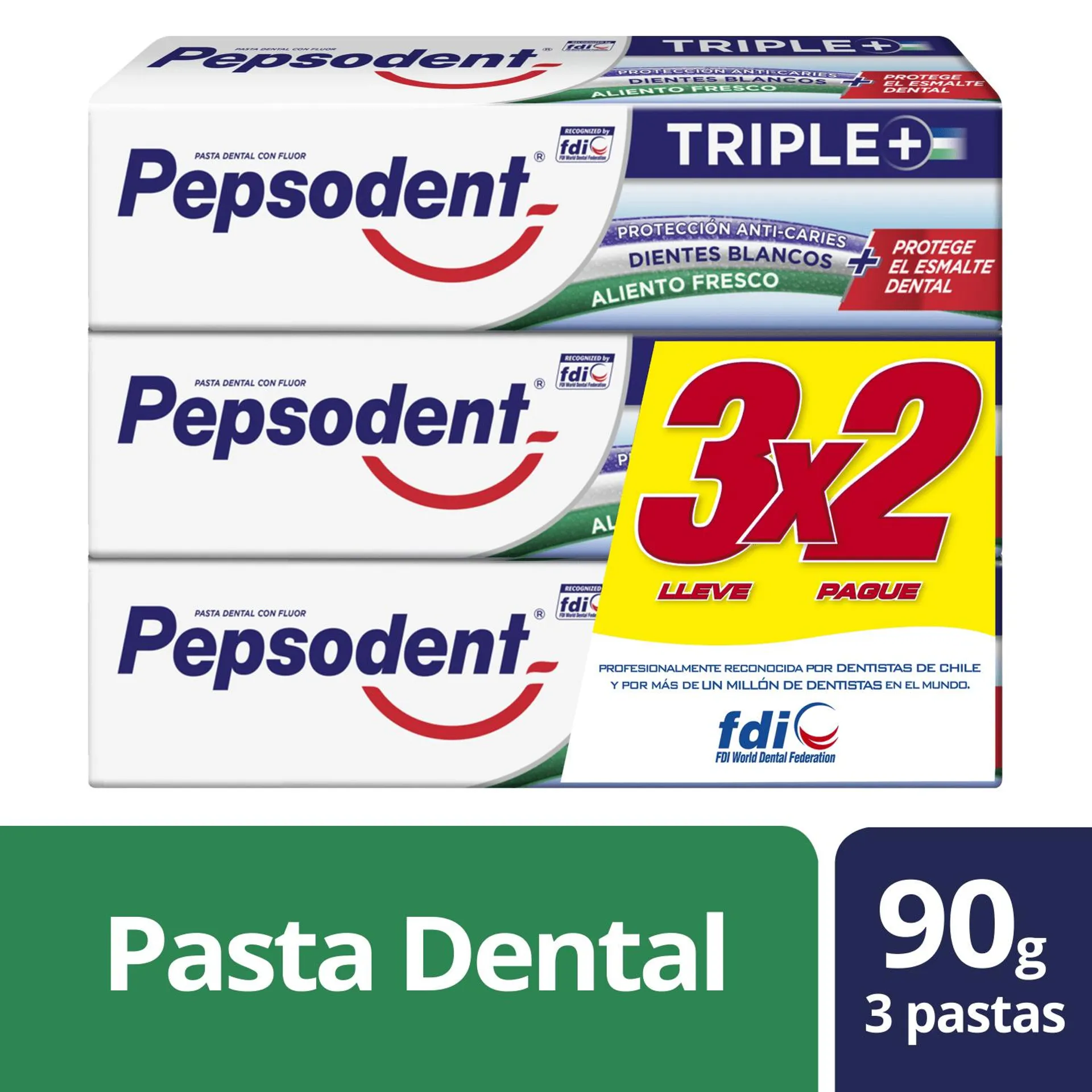 Pasta Dental Pepsodent Triple 3 un. 90 g