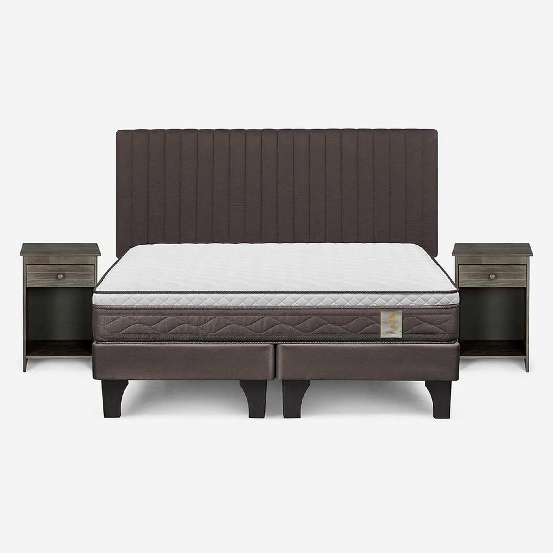 Cama New Style 4 Plus 2 Plazas + Respaldo Lucio y Velador Tabor