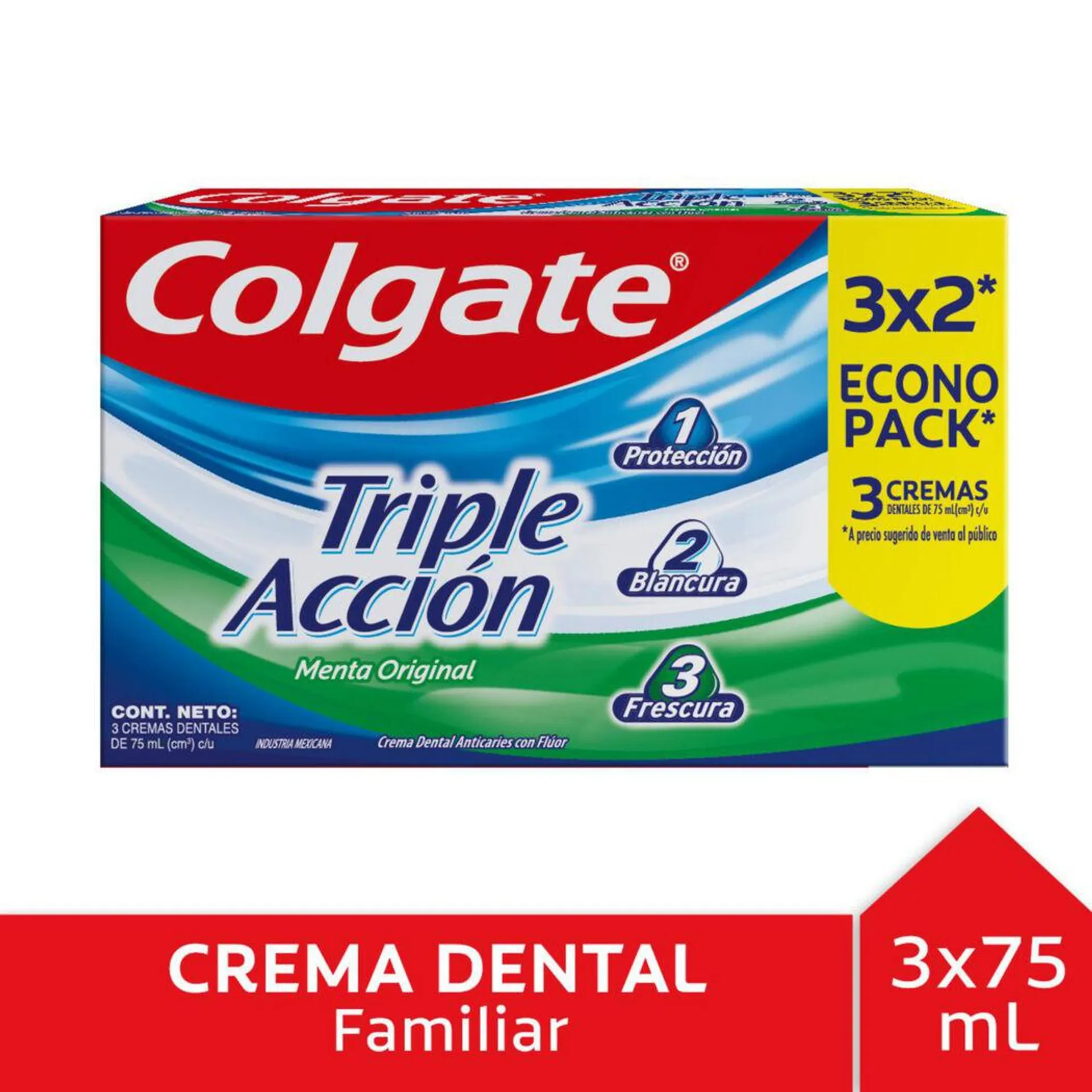 Pasta Dental Triple Acción 75ml 3 Unidades