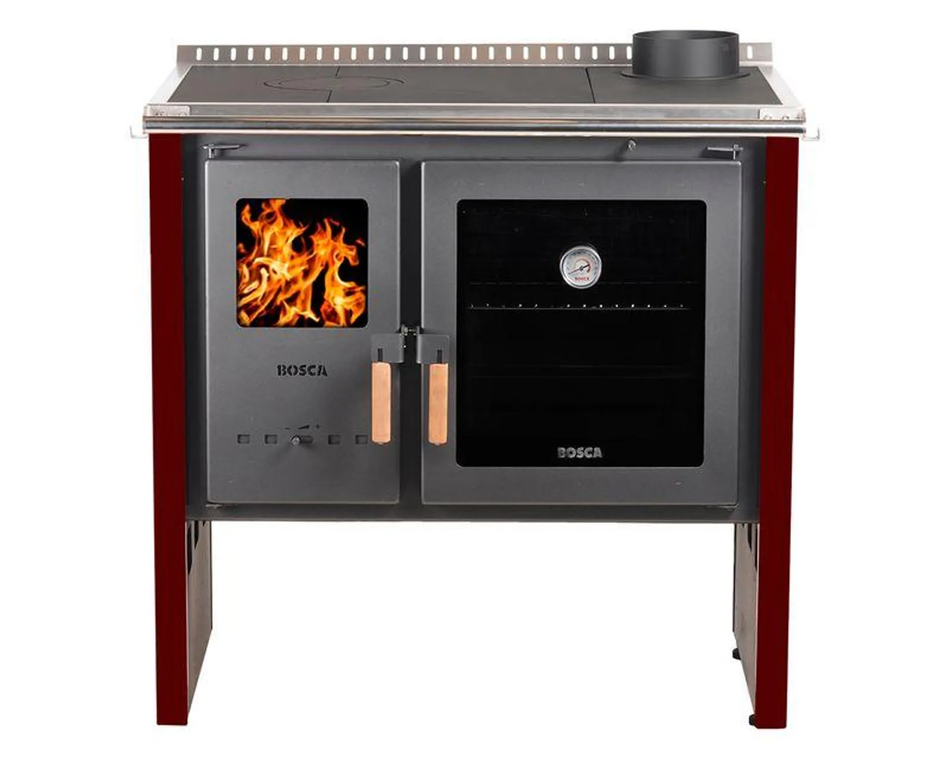 Cocina a leña 9kW Hestia 90 burdeo