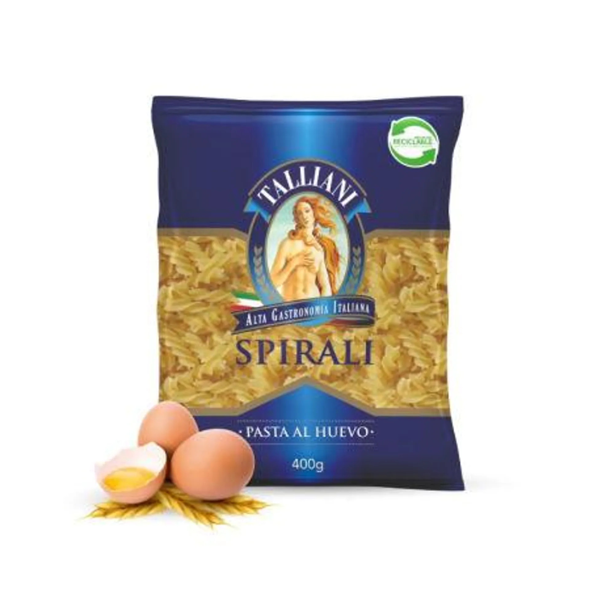 Talliani - Fideos Spirali con Huevos Frescos Bolsa, 400 g