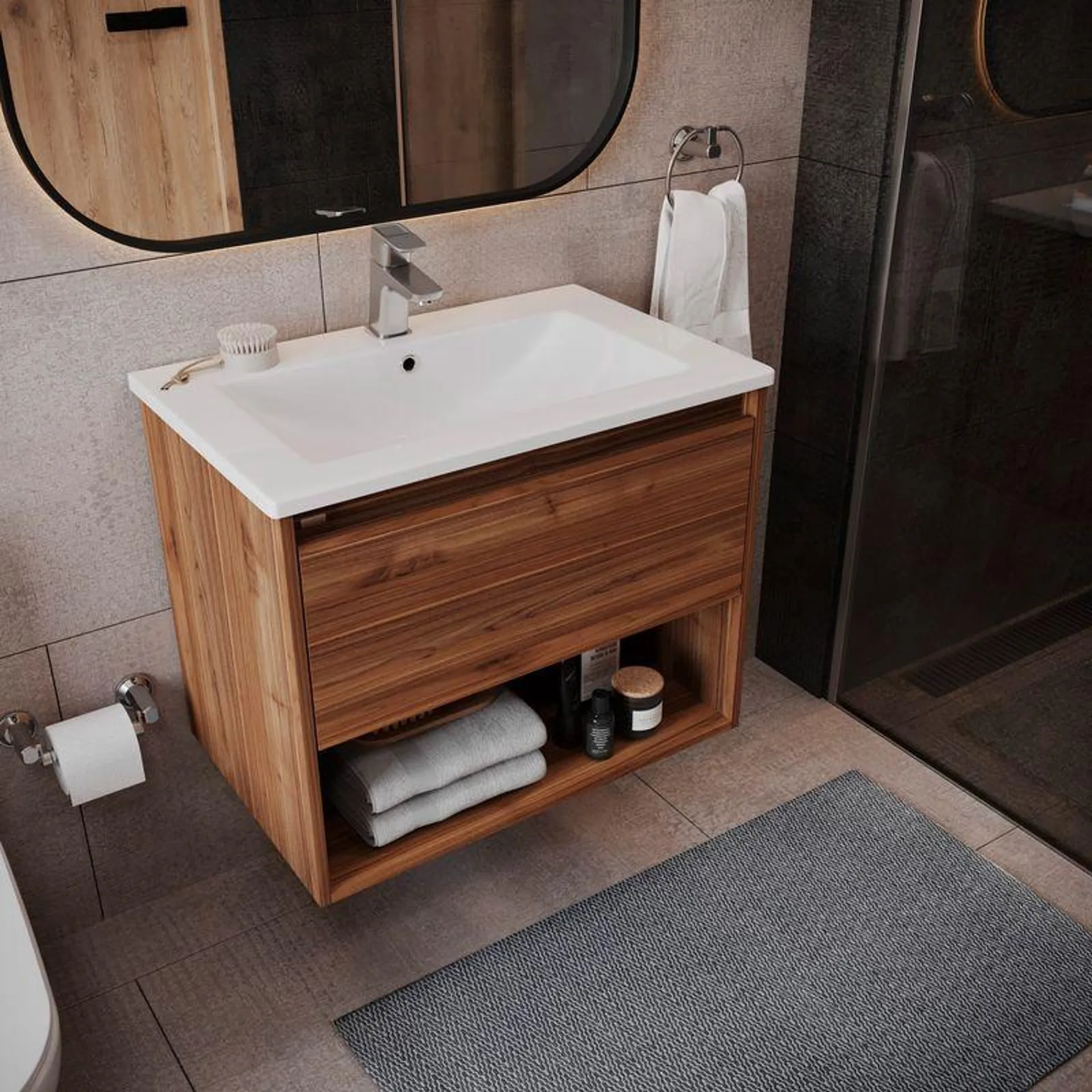 Mueble de Baño King Simple 800 1 Cajón y Repisa Softclose Gales con Lavamanos