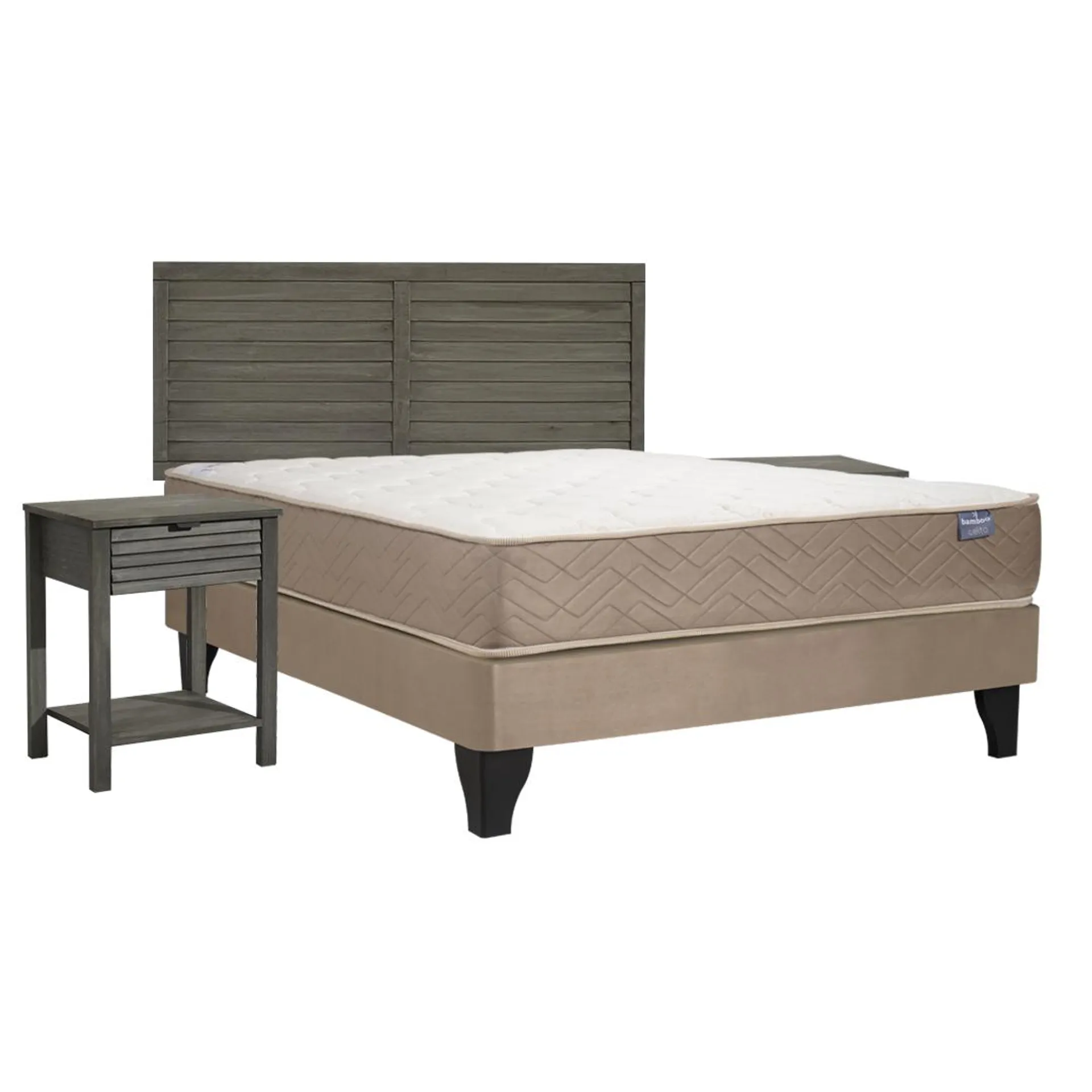 Cama Europea Bamboo 2 Plazas Base Normal 150 x 190 cm + Set Western