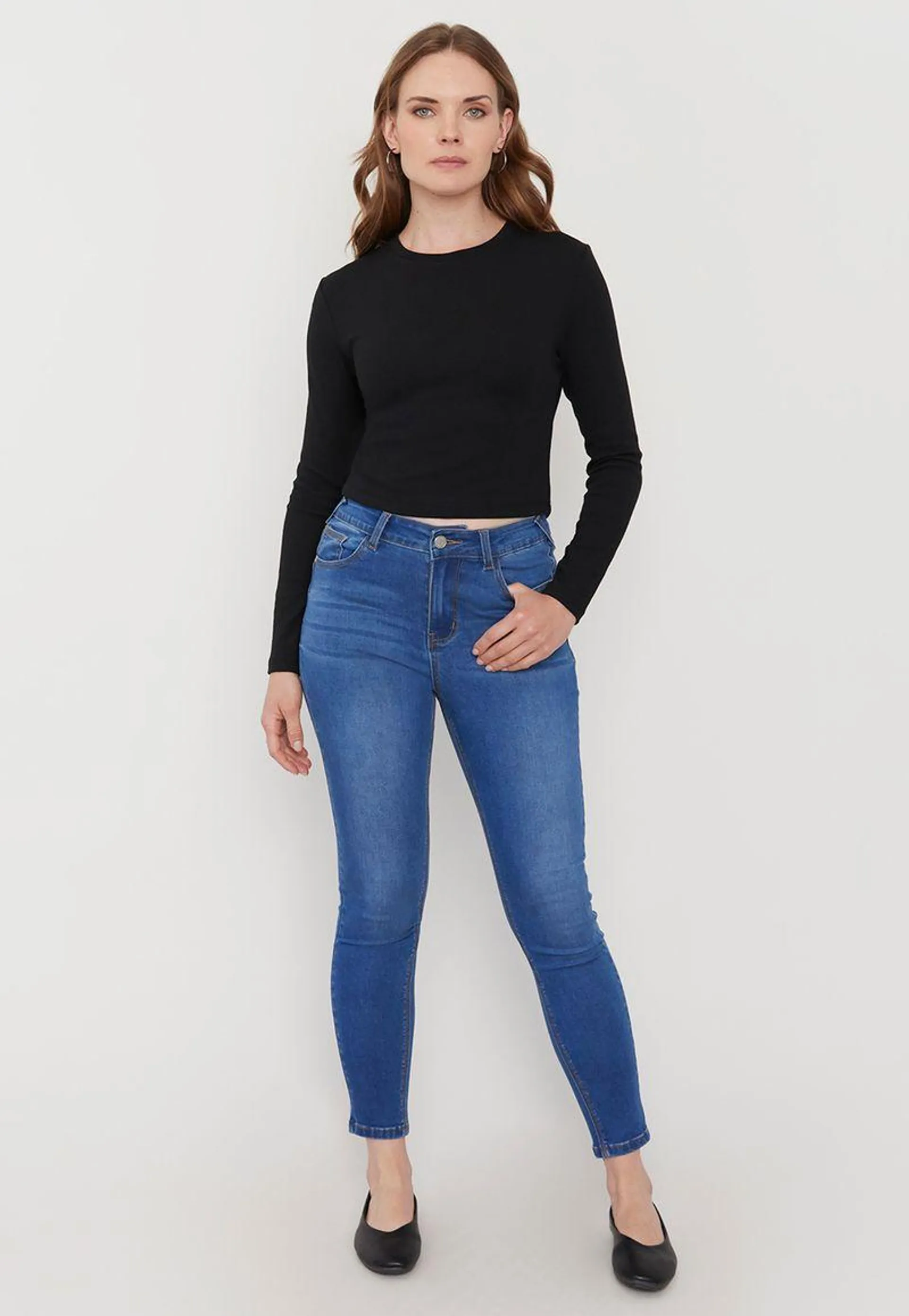 Jeans Mujer Push Up Skinny Azul Medio