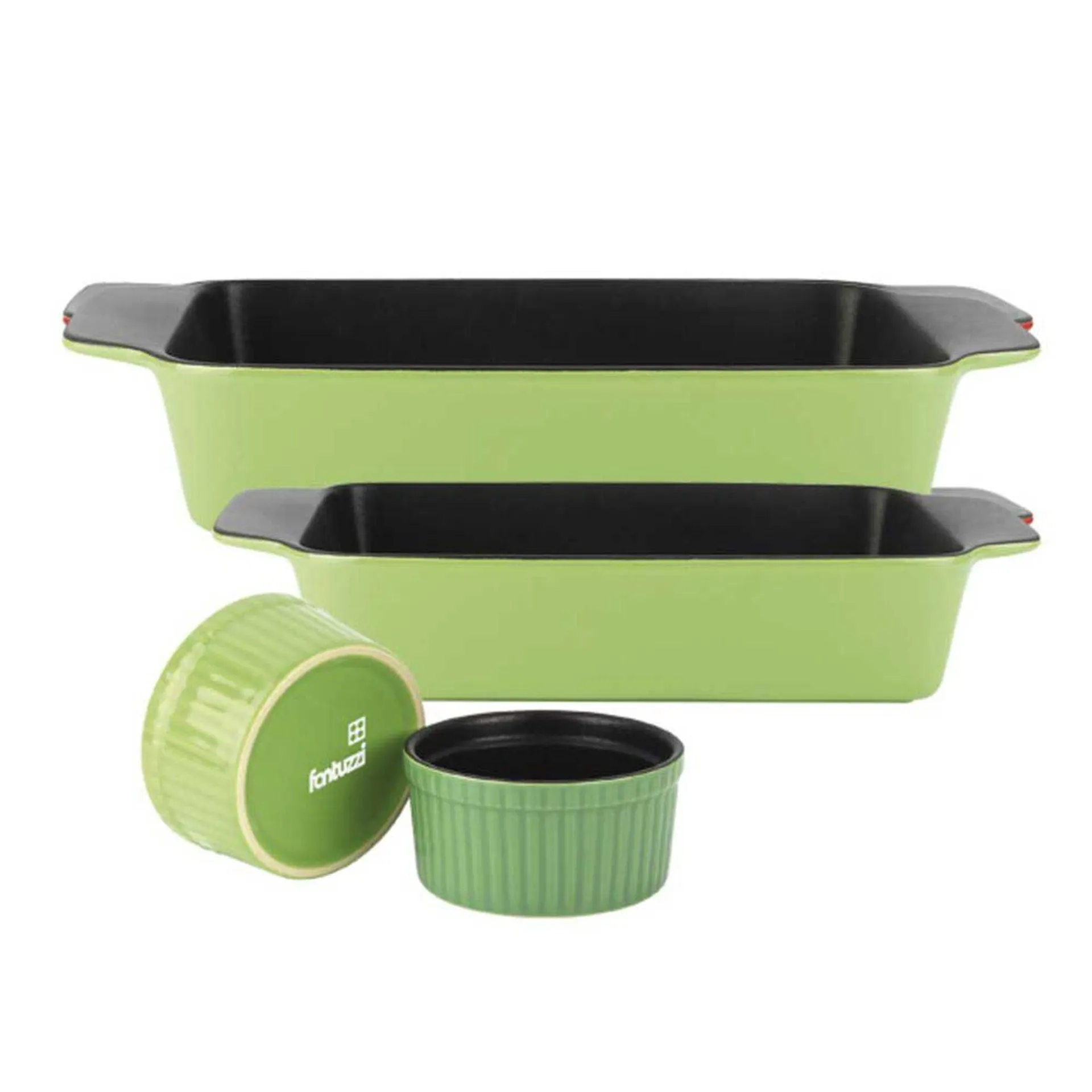 Set Fuentes para Horno Cerámica Antiadherente Fantuzzi Bio Verde 4 Piezas