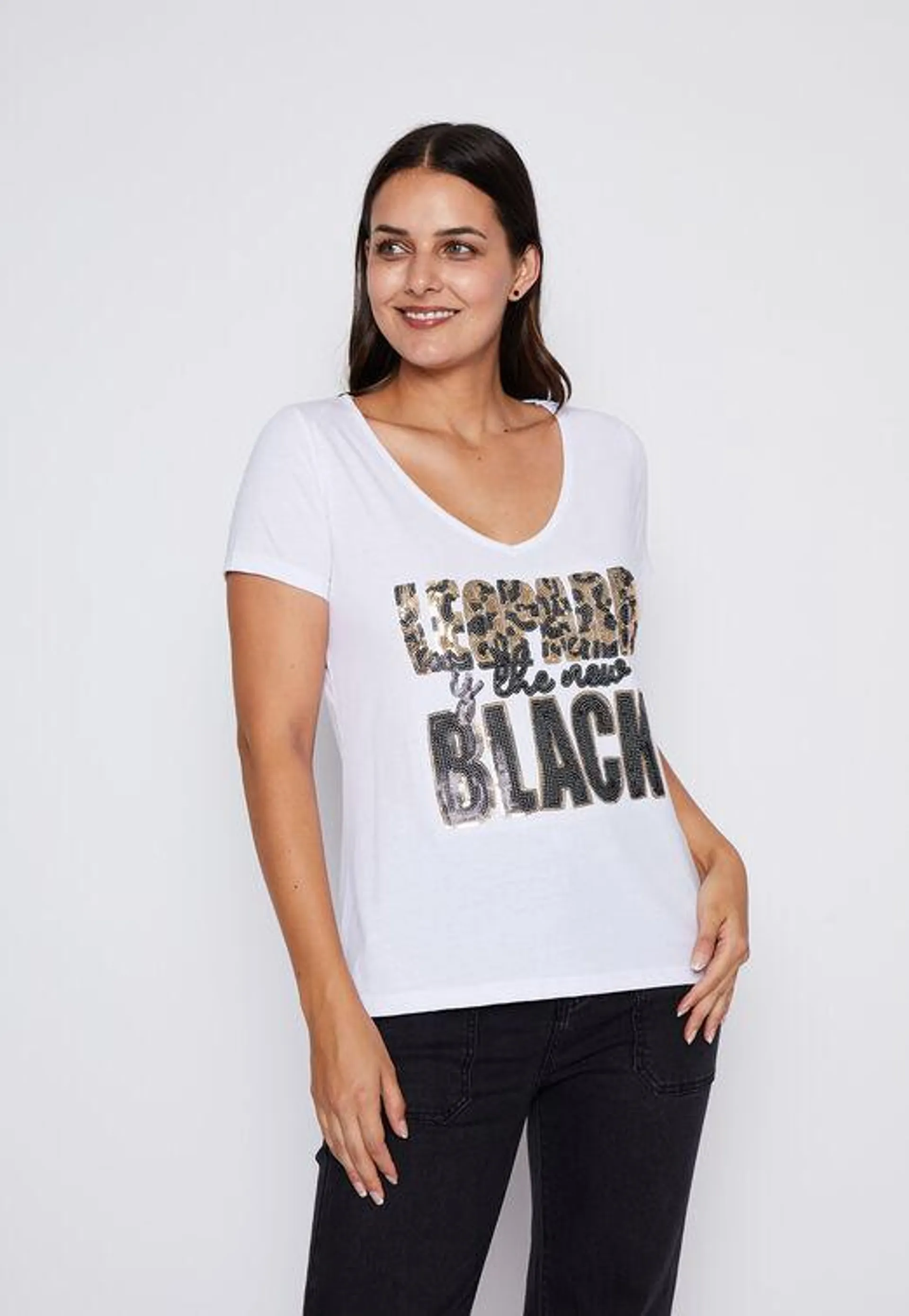 Polera Mujer Blanco Lentejuelas Family Shop