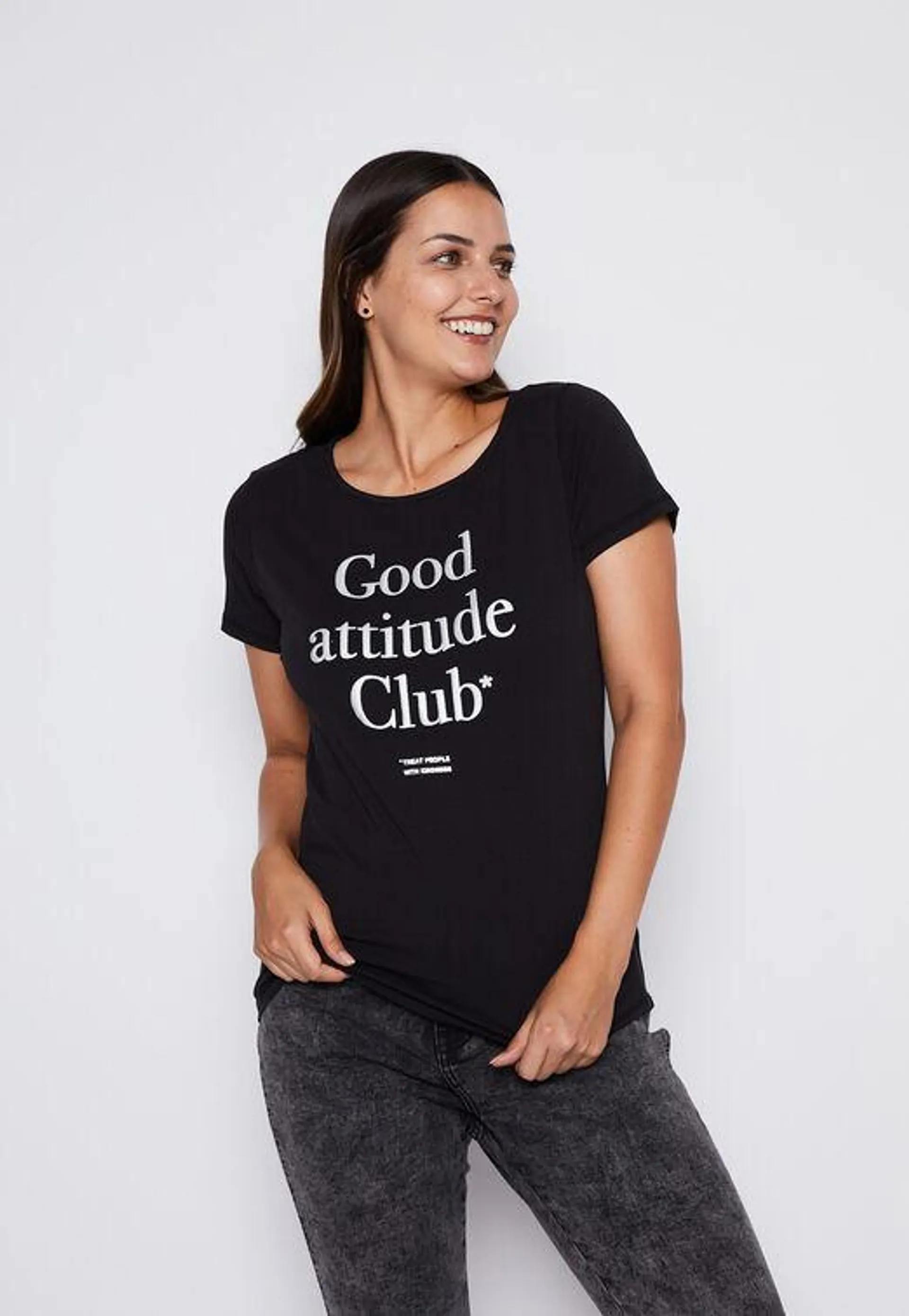 Polera Mujer Negro Good Actitude Family Shop