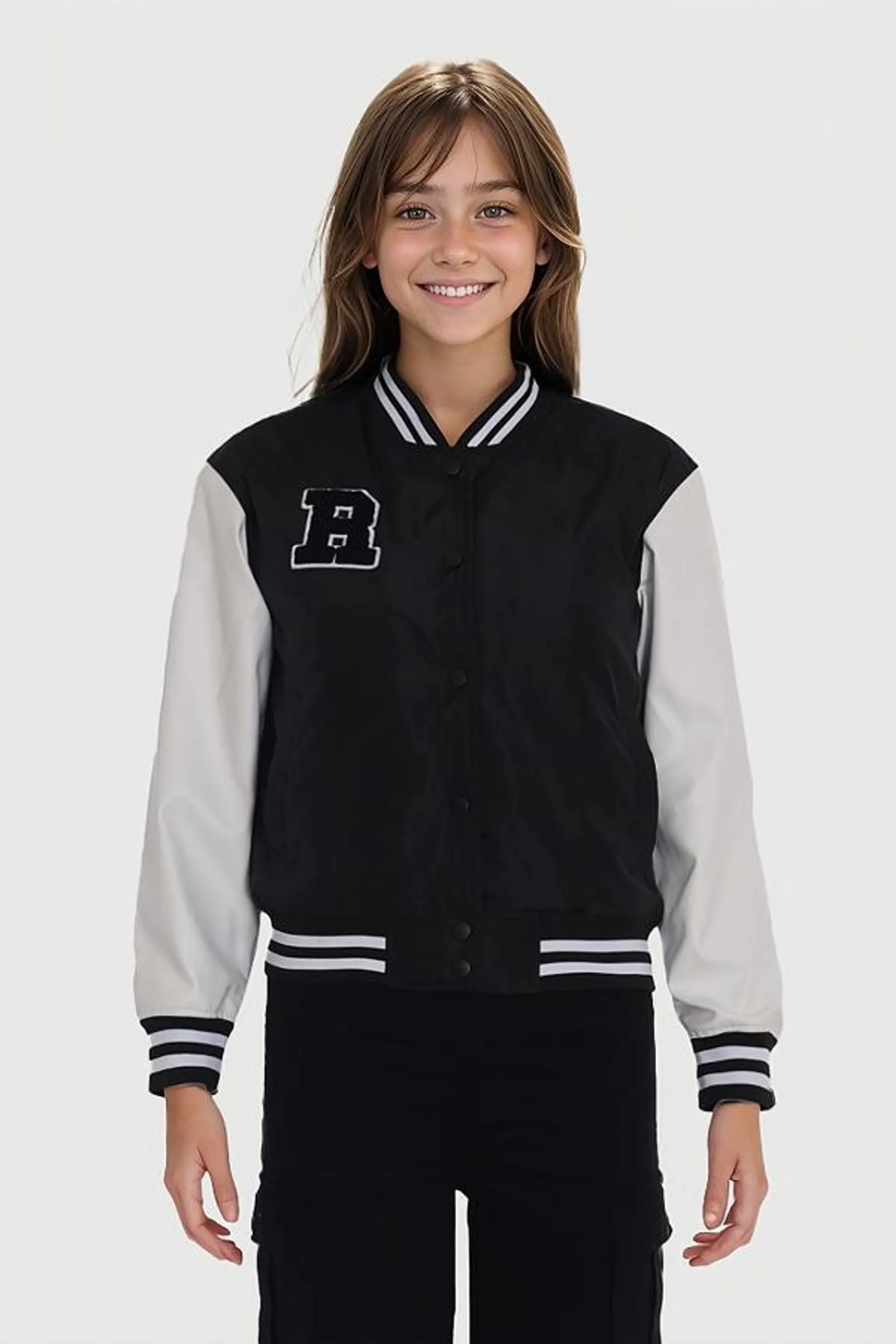 Chaqueta niÑa bomber negro