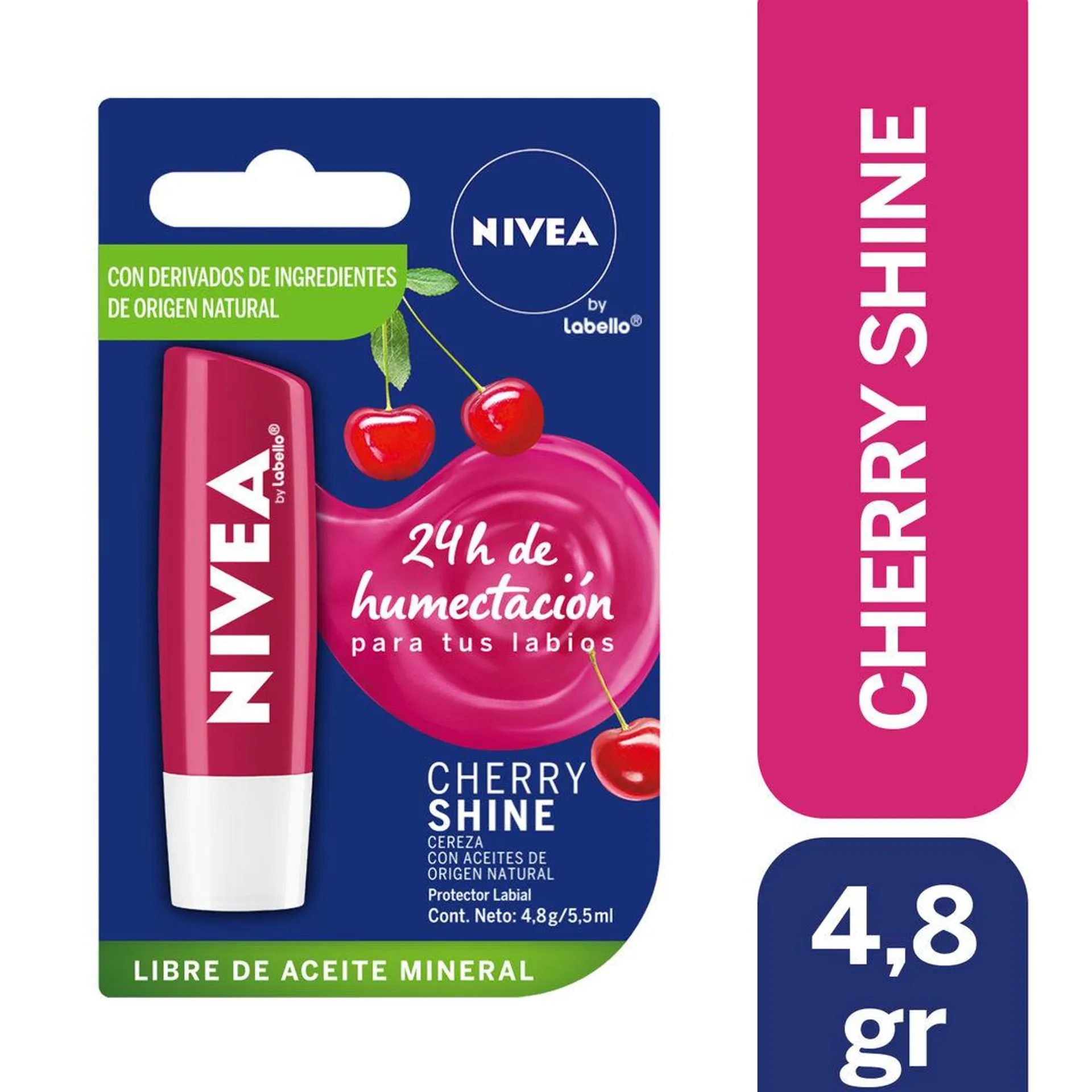 Bálsamo Labial Cherry Shine Nivea 4,8g