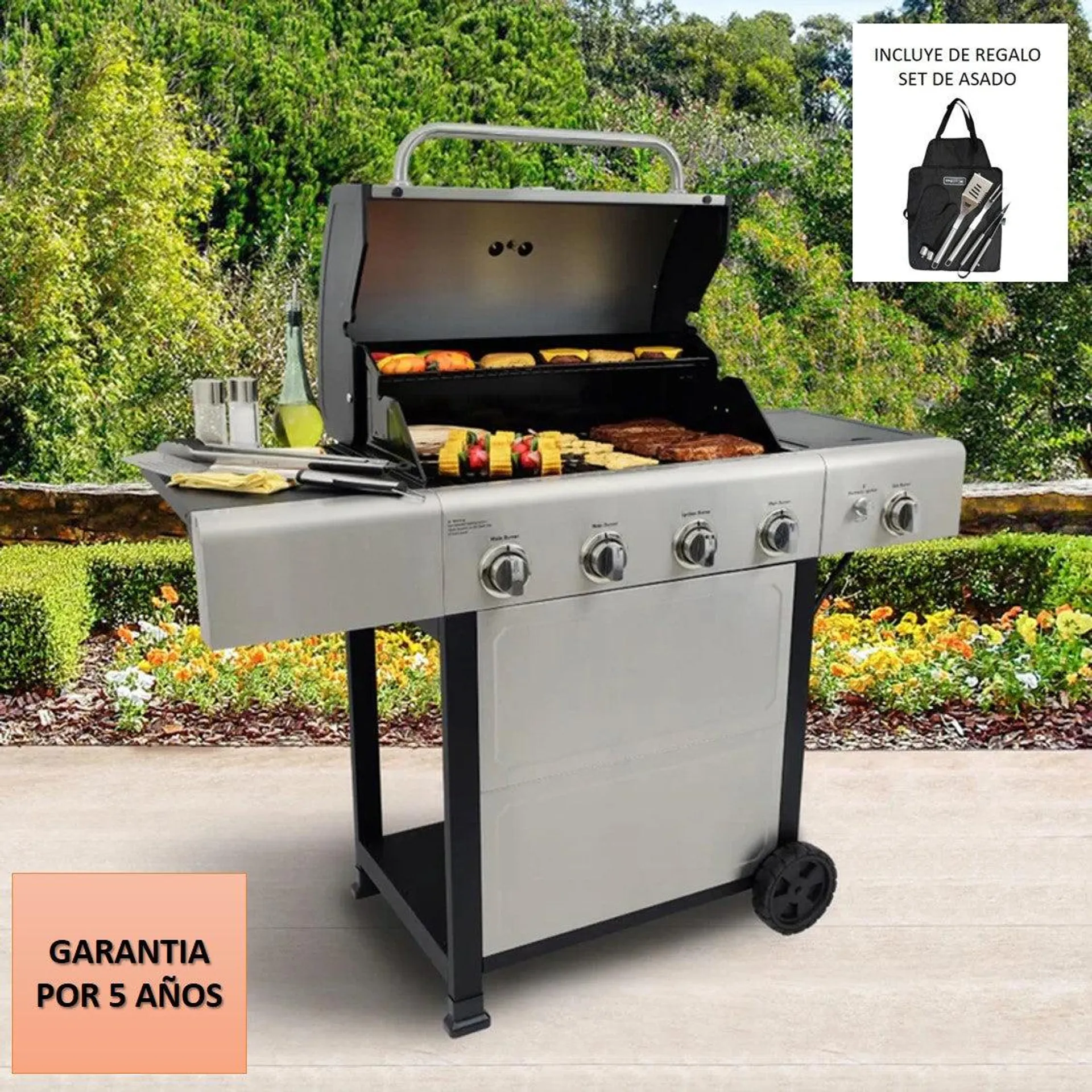 Parrilla Gas 4 Quemadores + Q Lateral KE-P34611-N Kenmore.