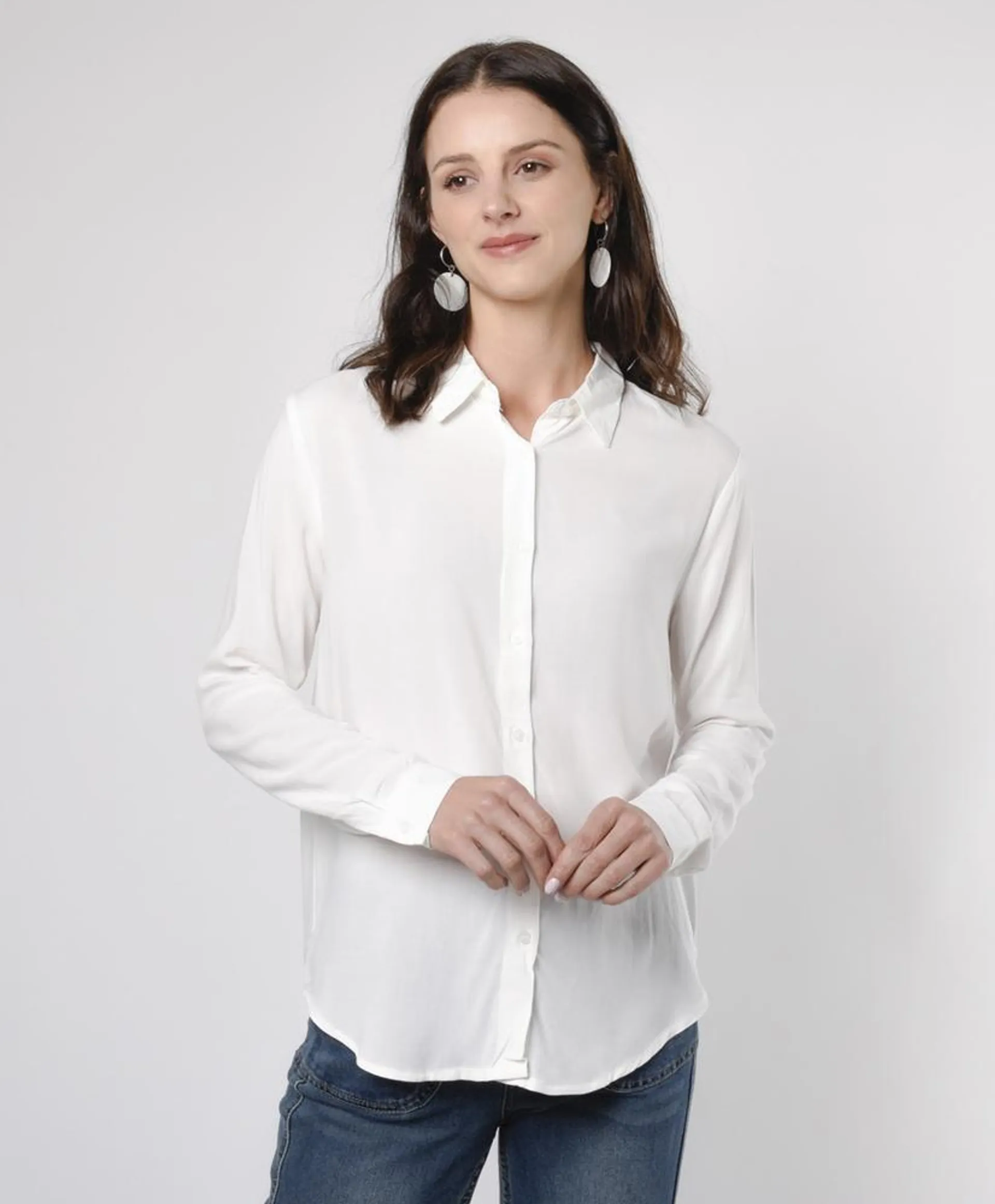 Blusa mujer camisera blanca