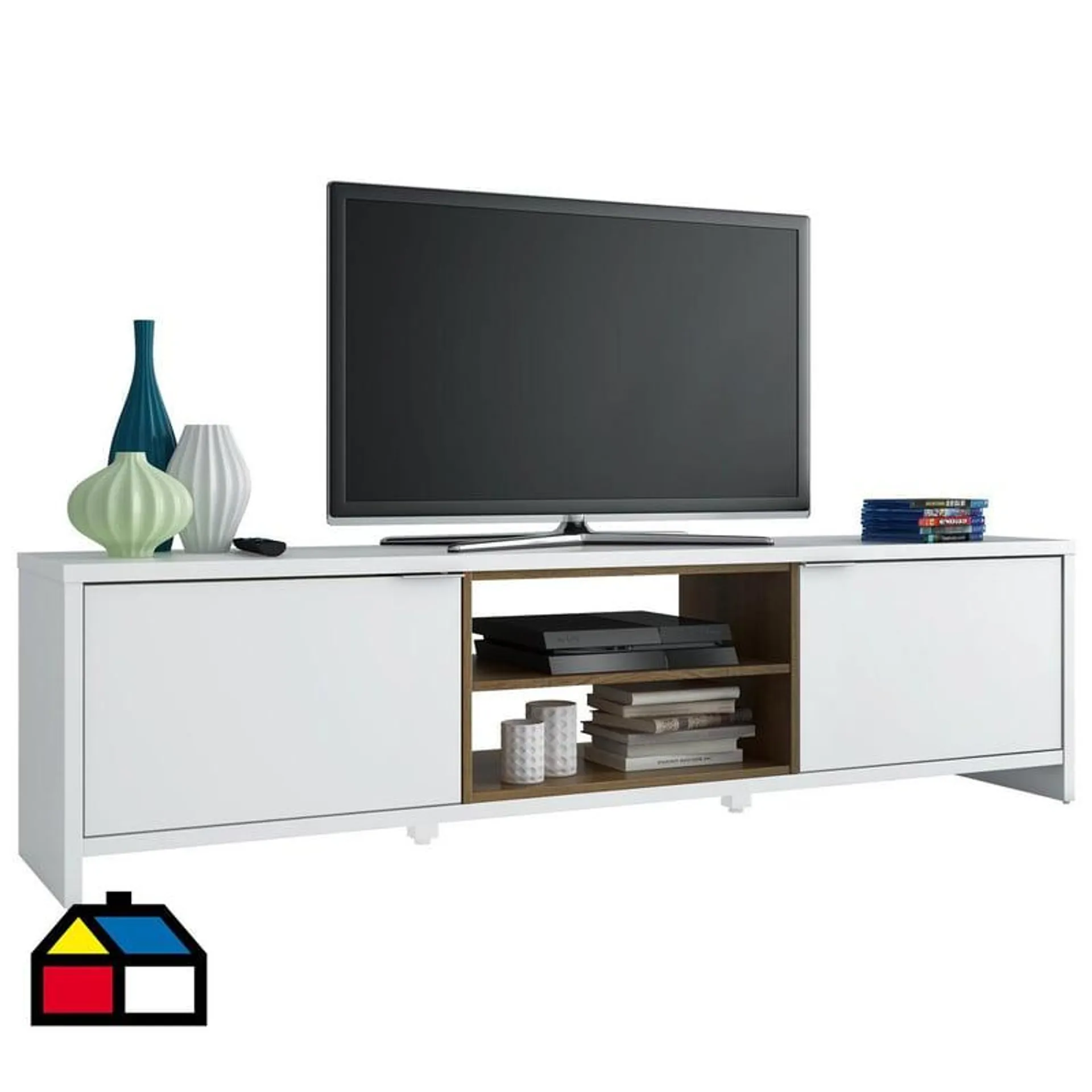 Rack TV 75" 48x180x39 cm rustico/blanco