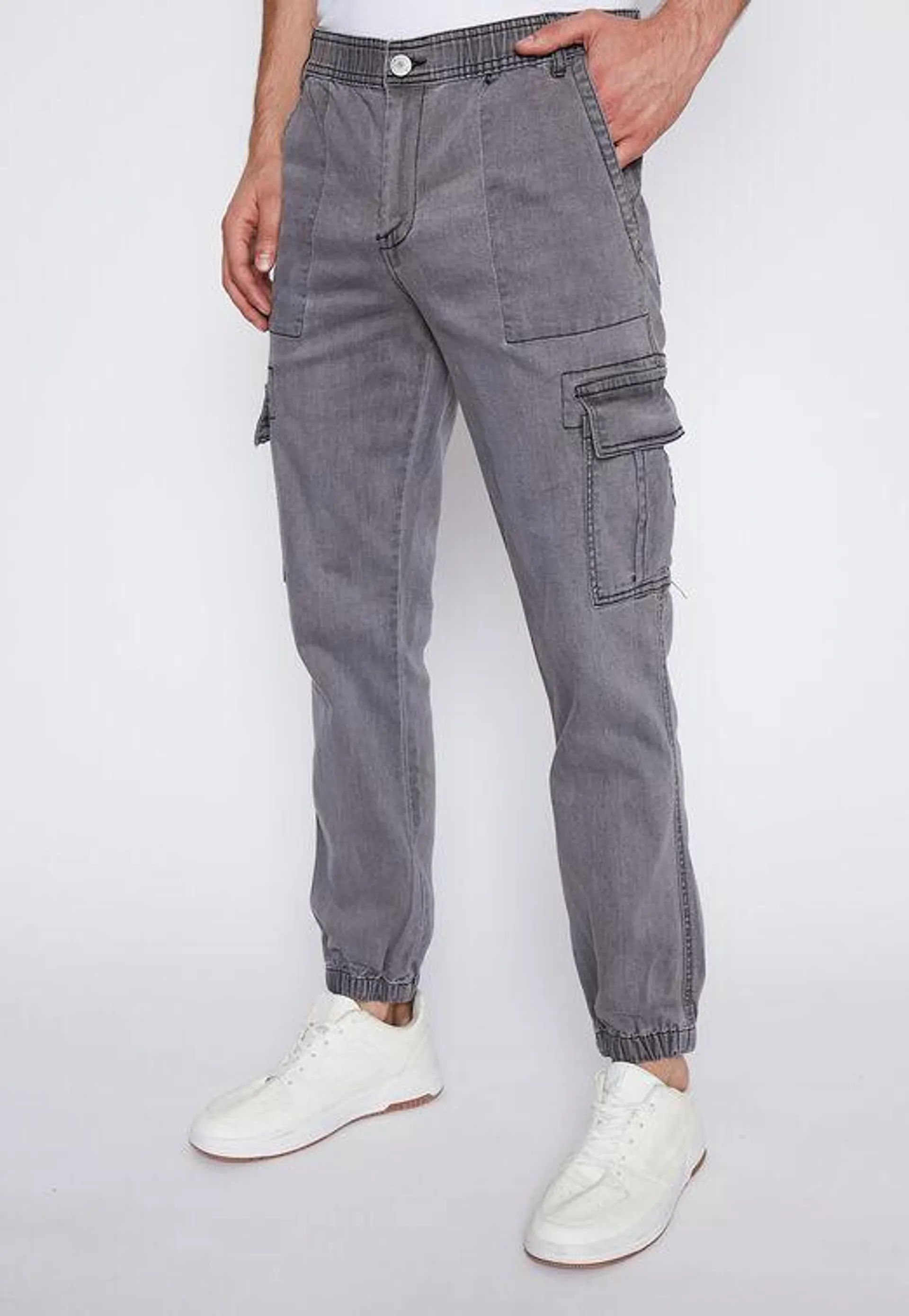 Jeans Hombre Gris Cargo Jogger Family Shop