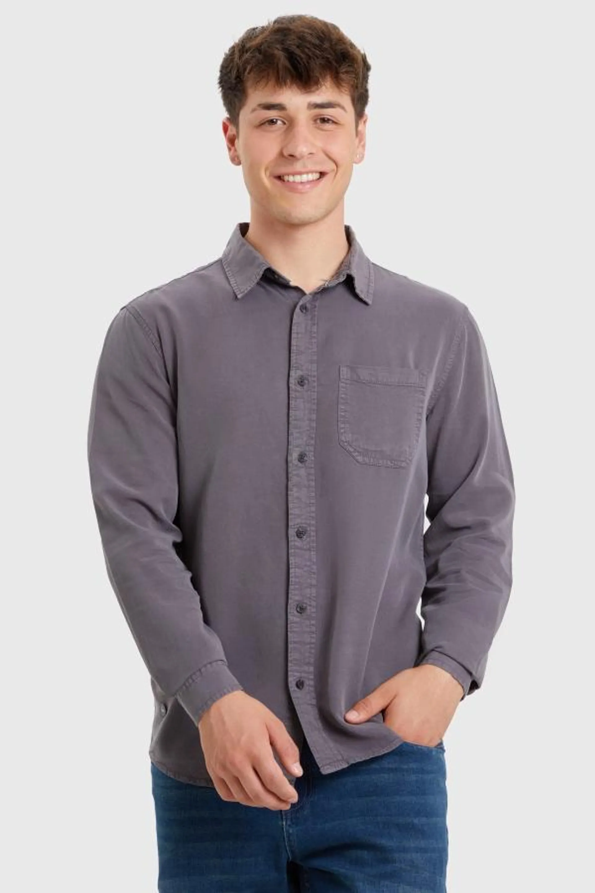 Camisa lyocell gris oscuro