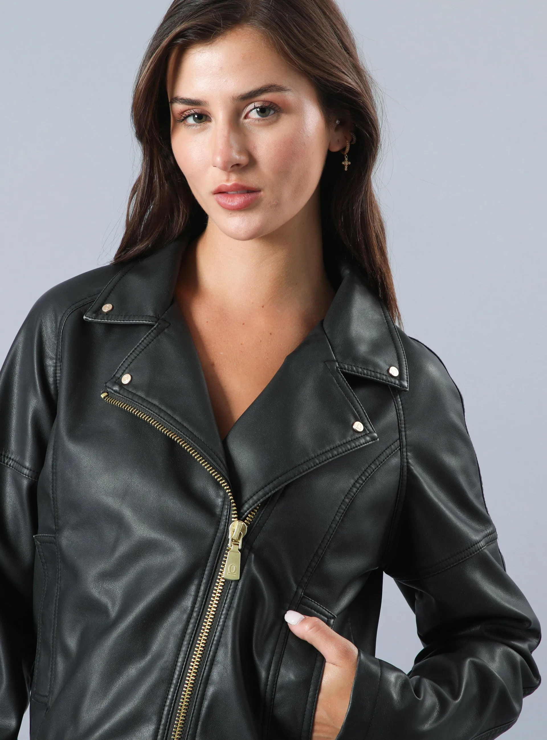 Chaqueta Pu Modelo Biker Bolsillos Laterales