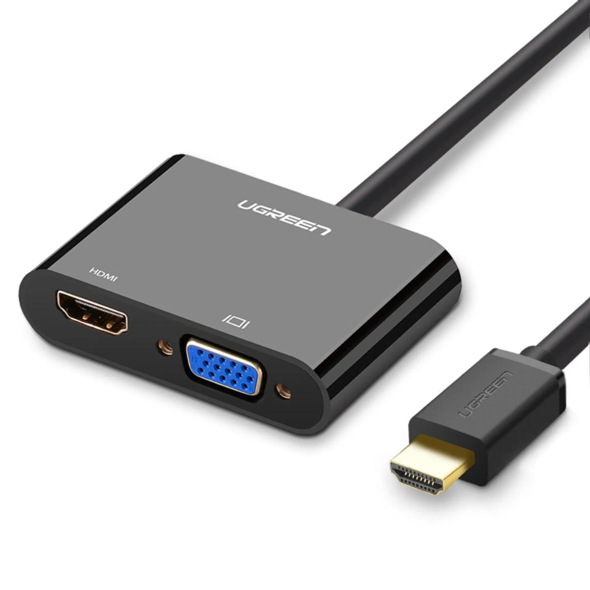 UGREEN CONVERTIDOR HDMI/VGA 1080P/60HZ M/H + PUERTO JACK 3.5MM NEGRO CM101