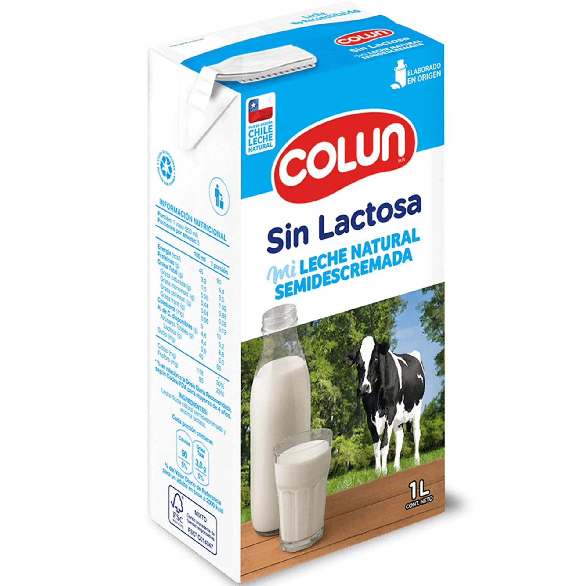 Leche Colun Semidescremada Sin Lactosa 1 L