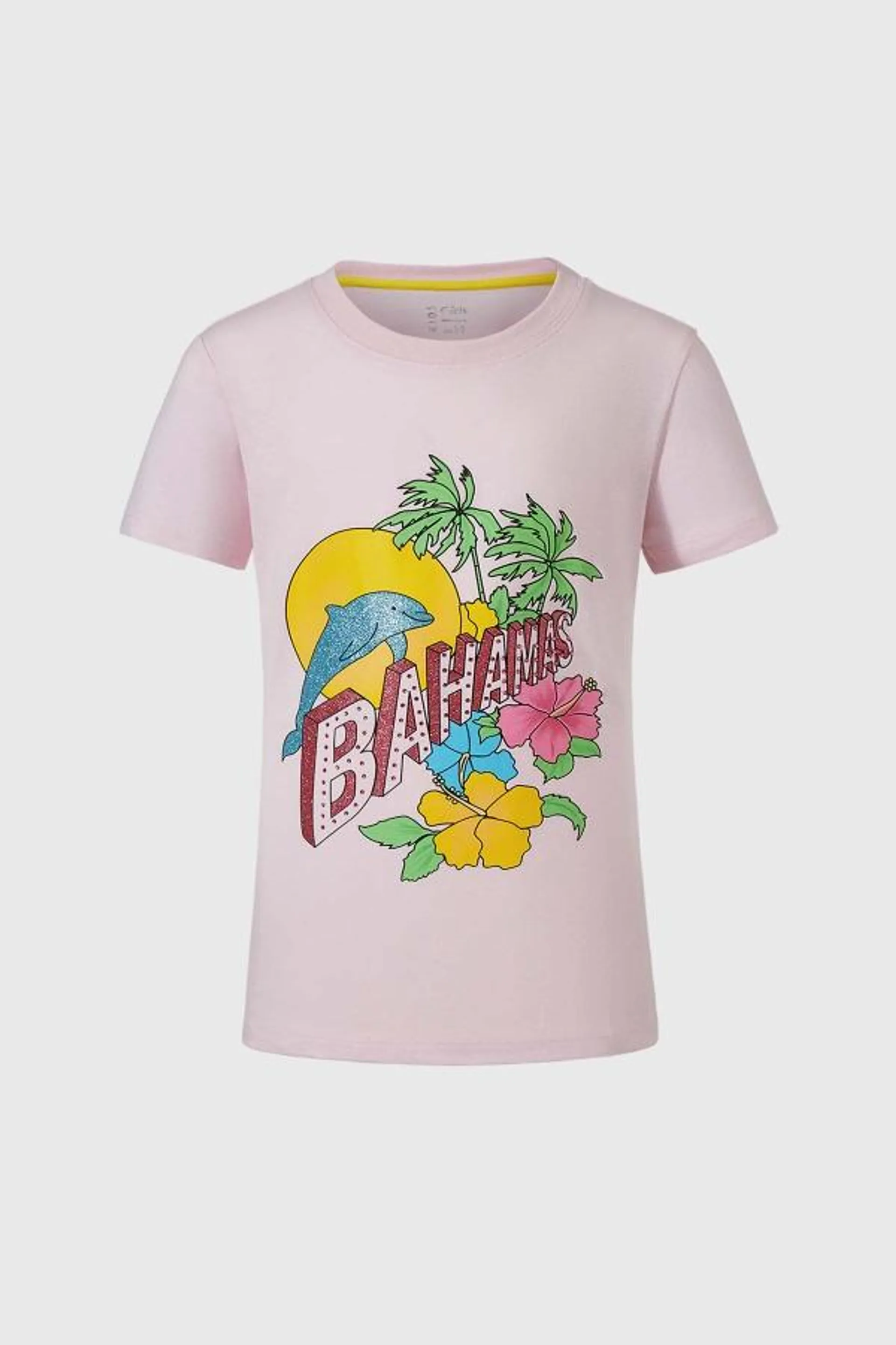 Polera niÑa print rosado claro