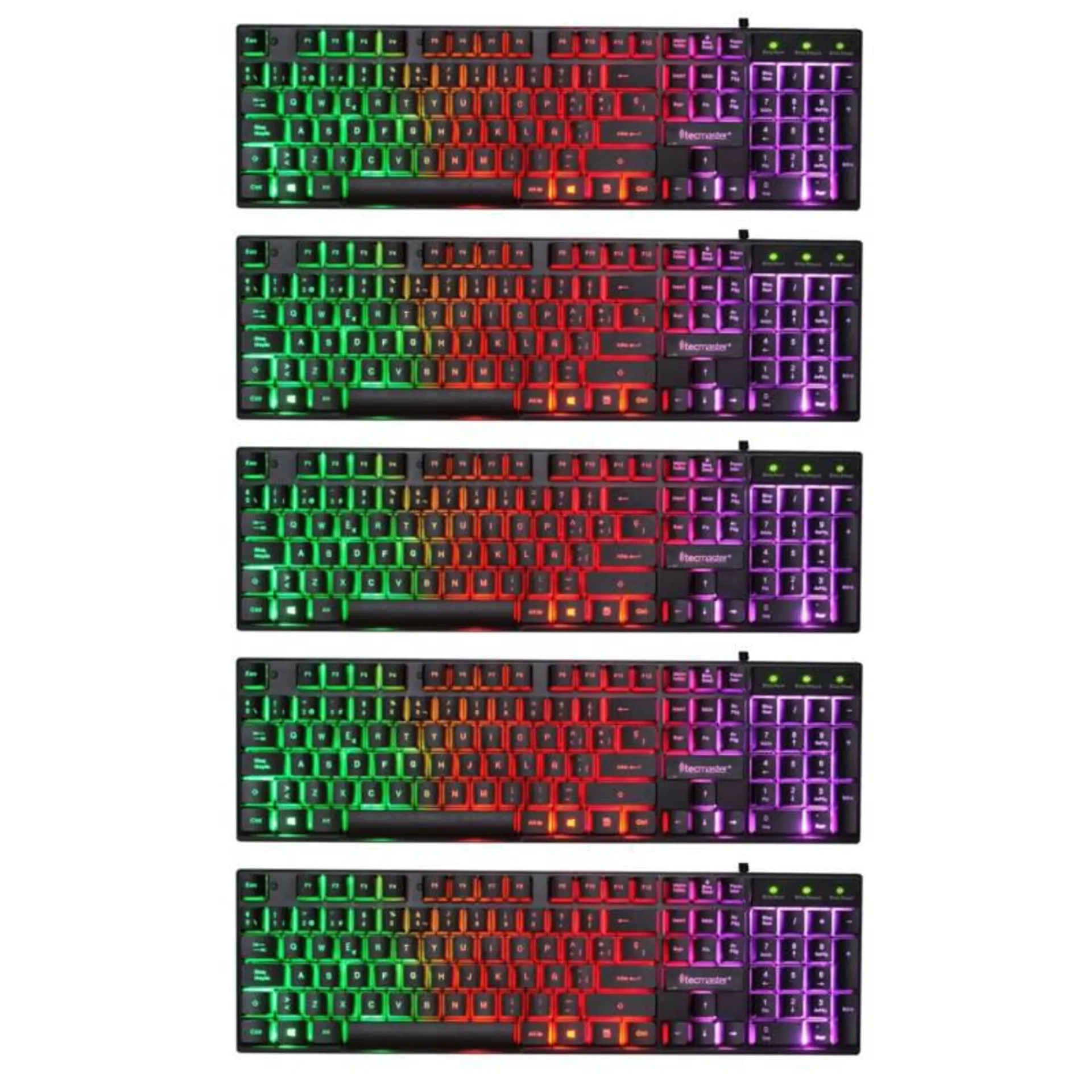 Pack 5 Teclado Gamer Led Tecmaster Blacklight 5 Unidades