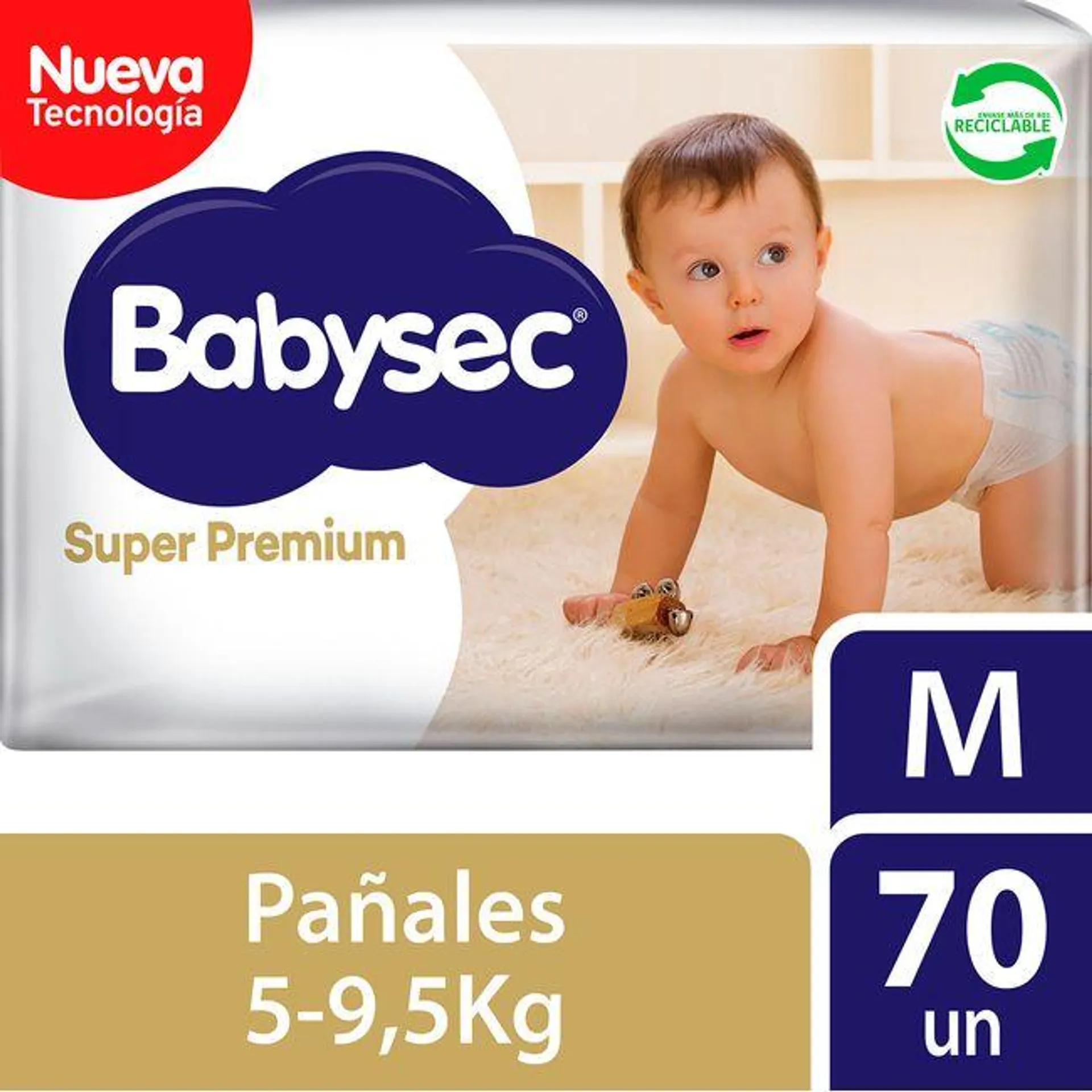 Pañales Babysec Super Premium Talla M 70 un.