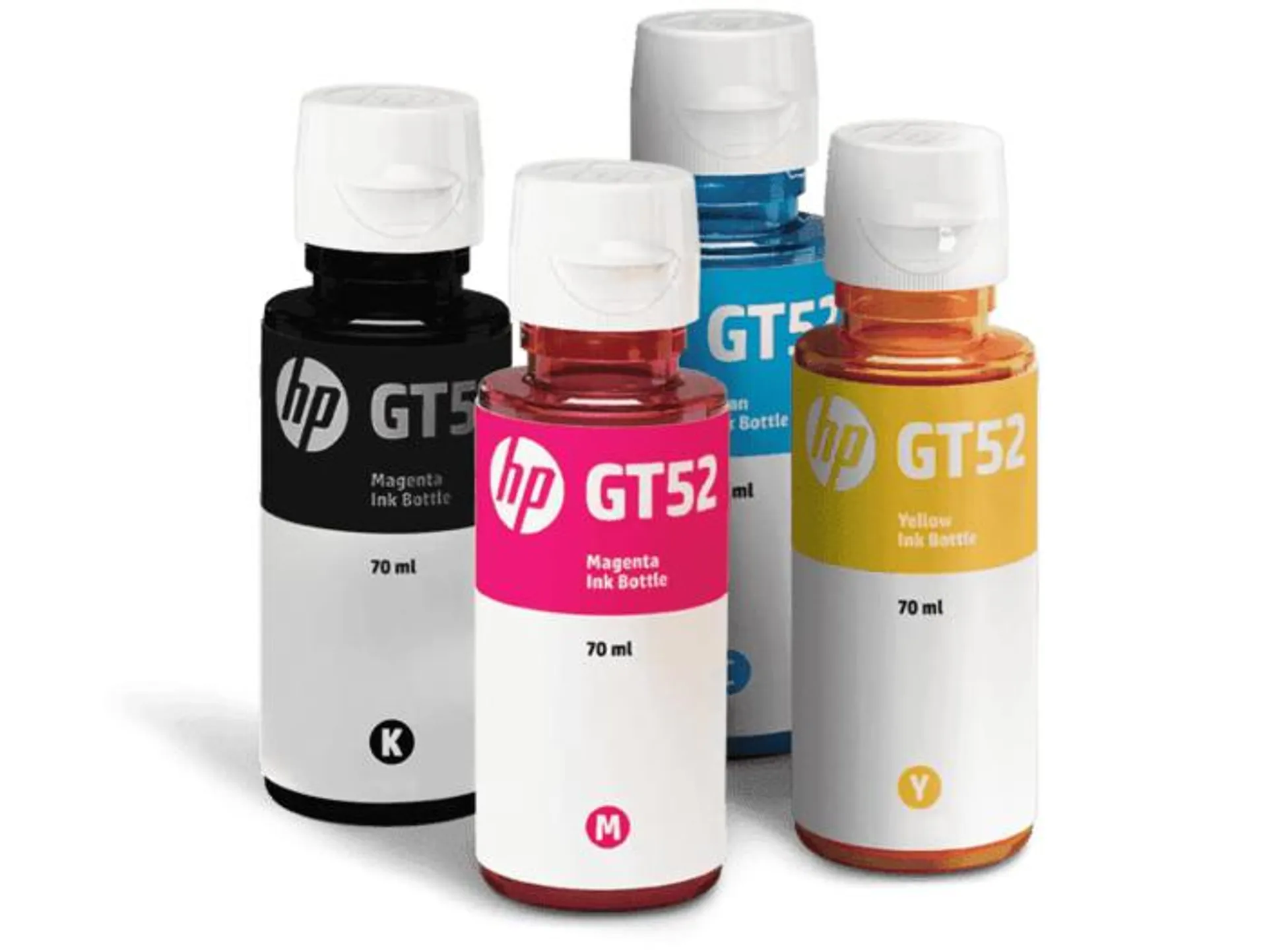 Botellas de Tinta HP GT53 Negro Original, GT52 Cian, Amarillo y Magenta Original