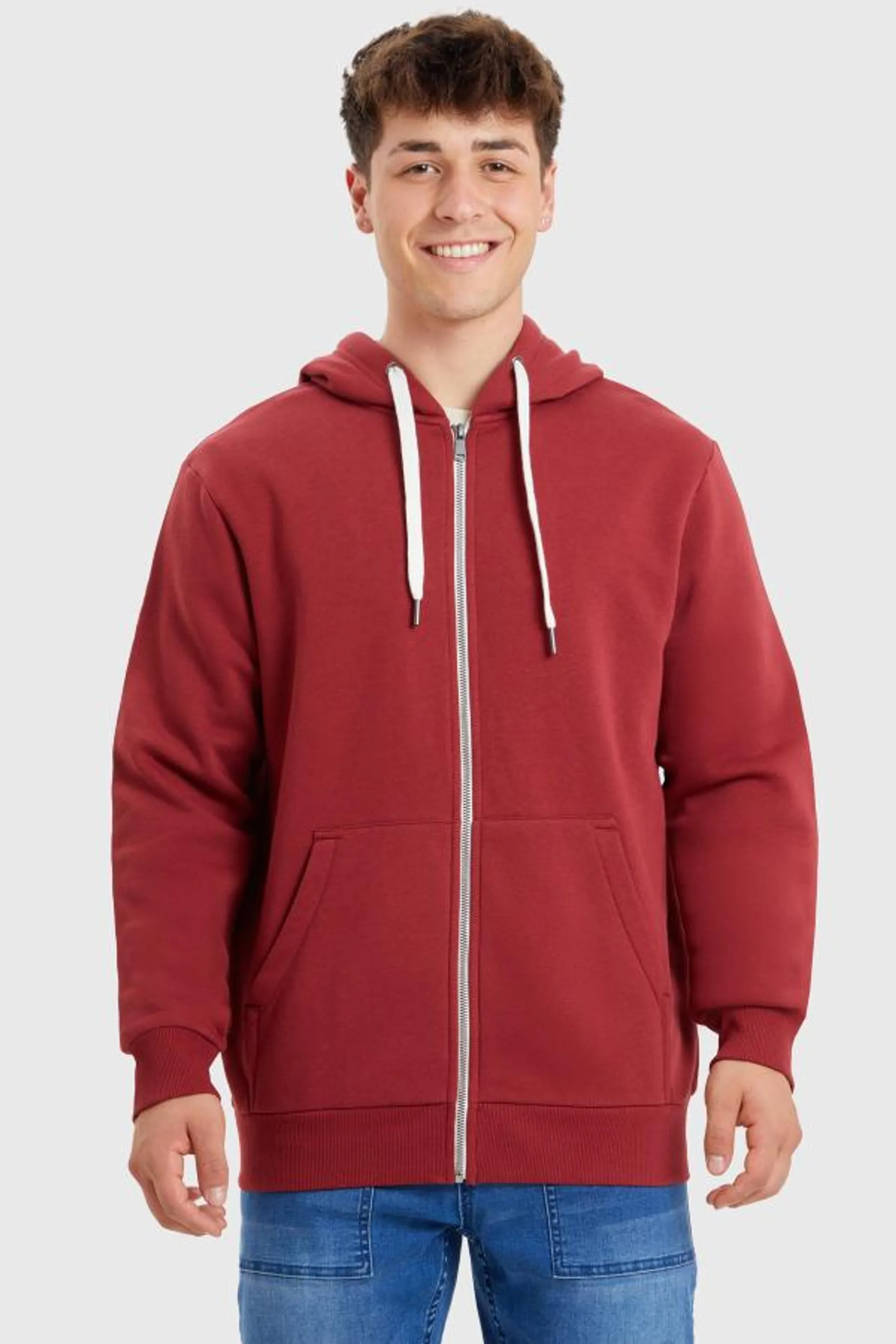 PolerÓn hoodie bÁsico full rojo