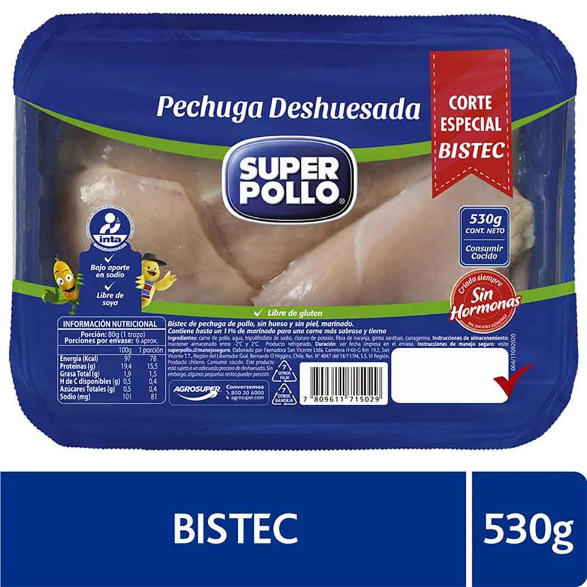 Bistec de pechuga de pollo Super Pollo 530 g