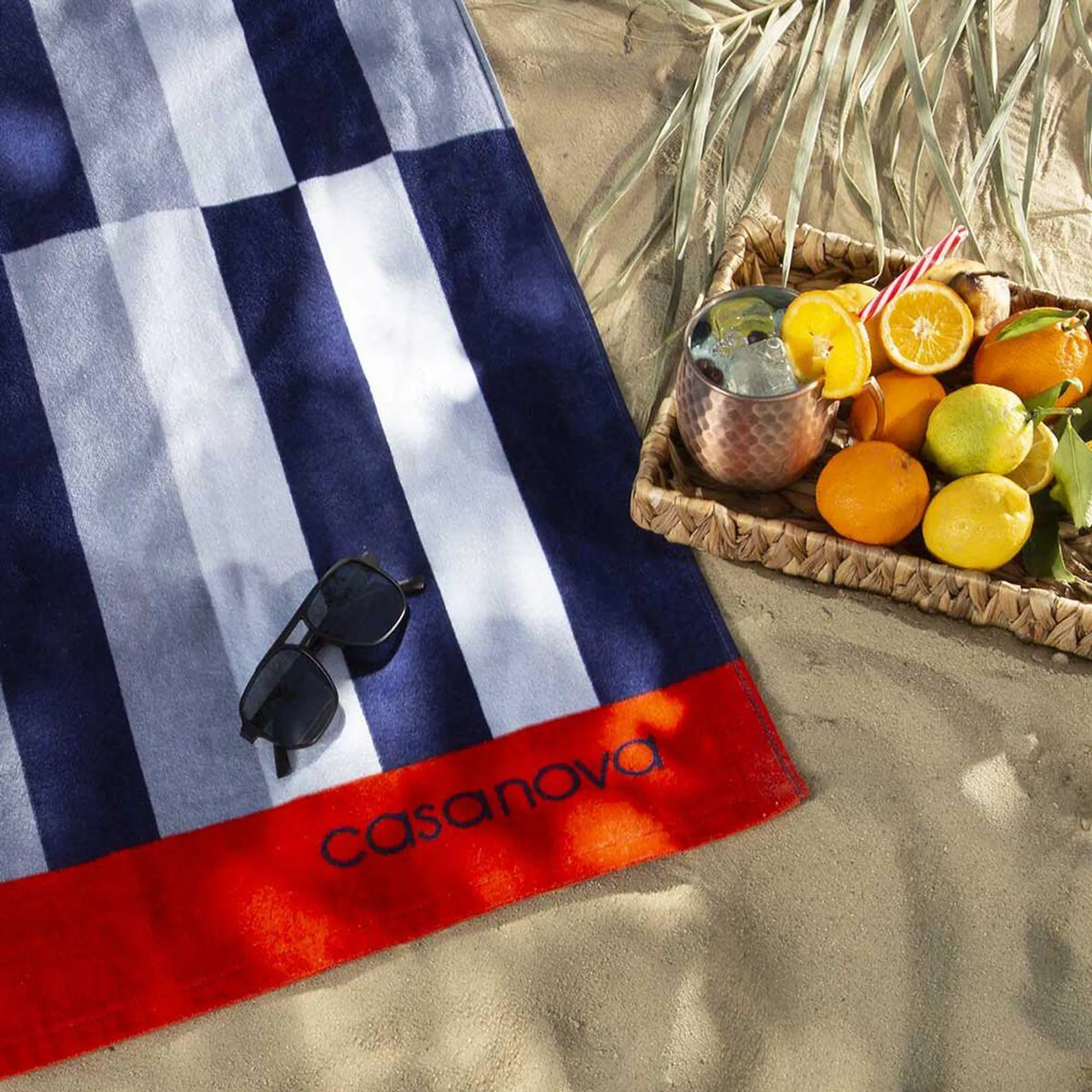 Toalla de Playa Velour Casanova Stripes Blue 75 x 150 cm