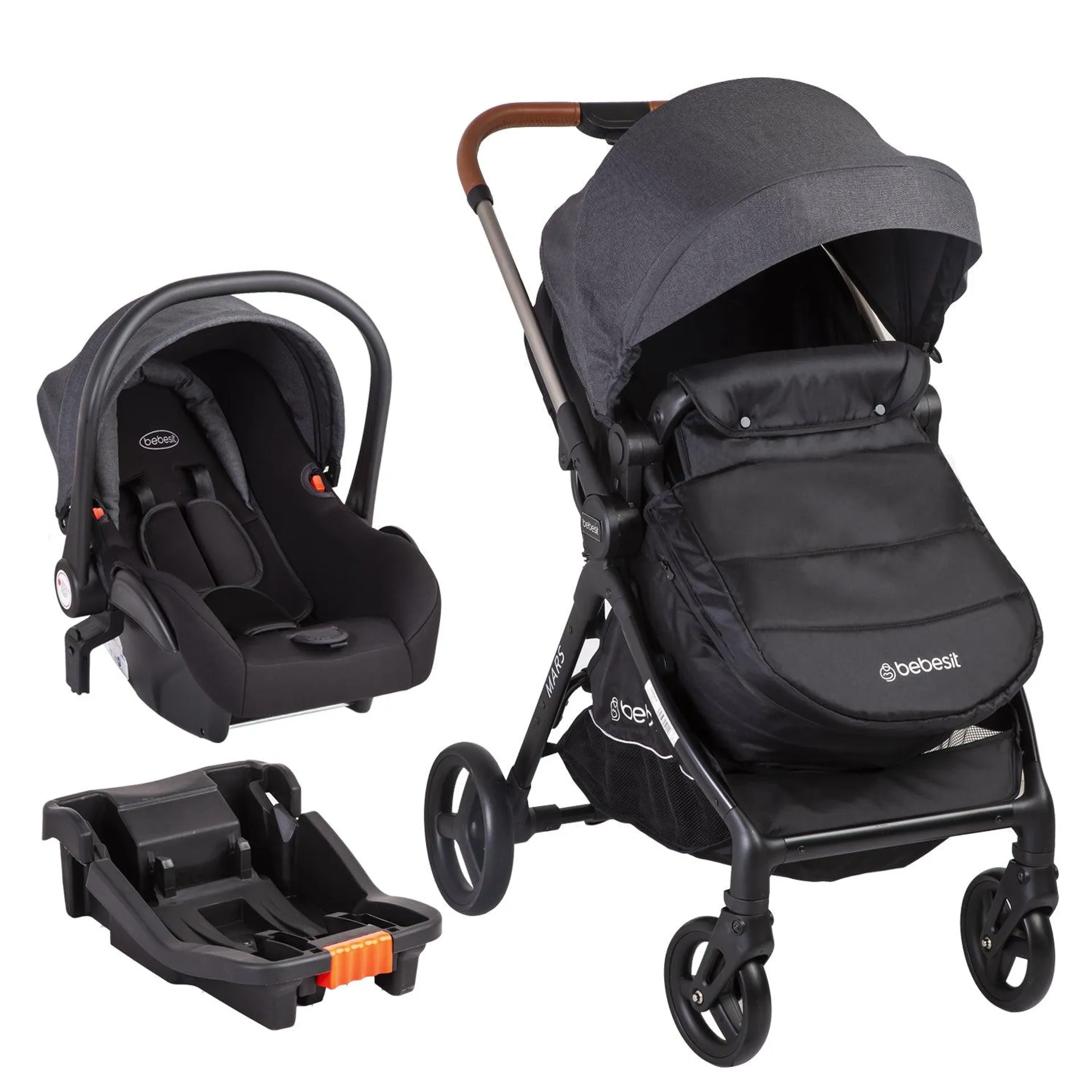 Coche Cuna Travel System Mars LX Gris