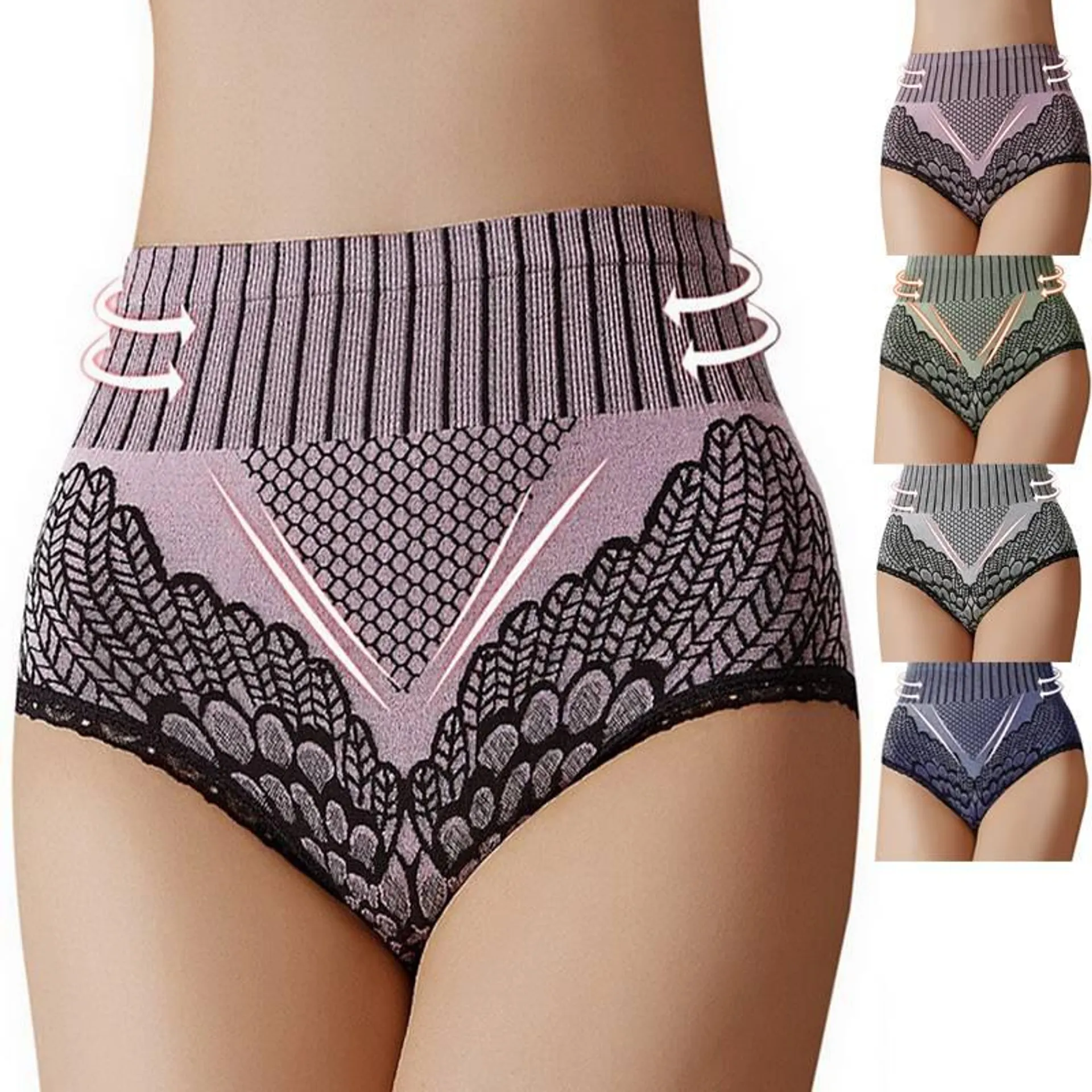 Pack 5 Bikini Faja Con Levanta Glúteos Mujer Tiro Alto