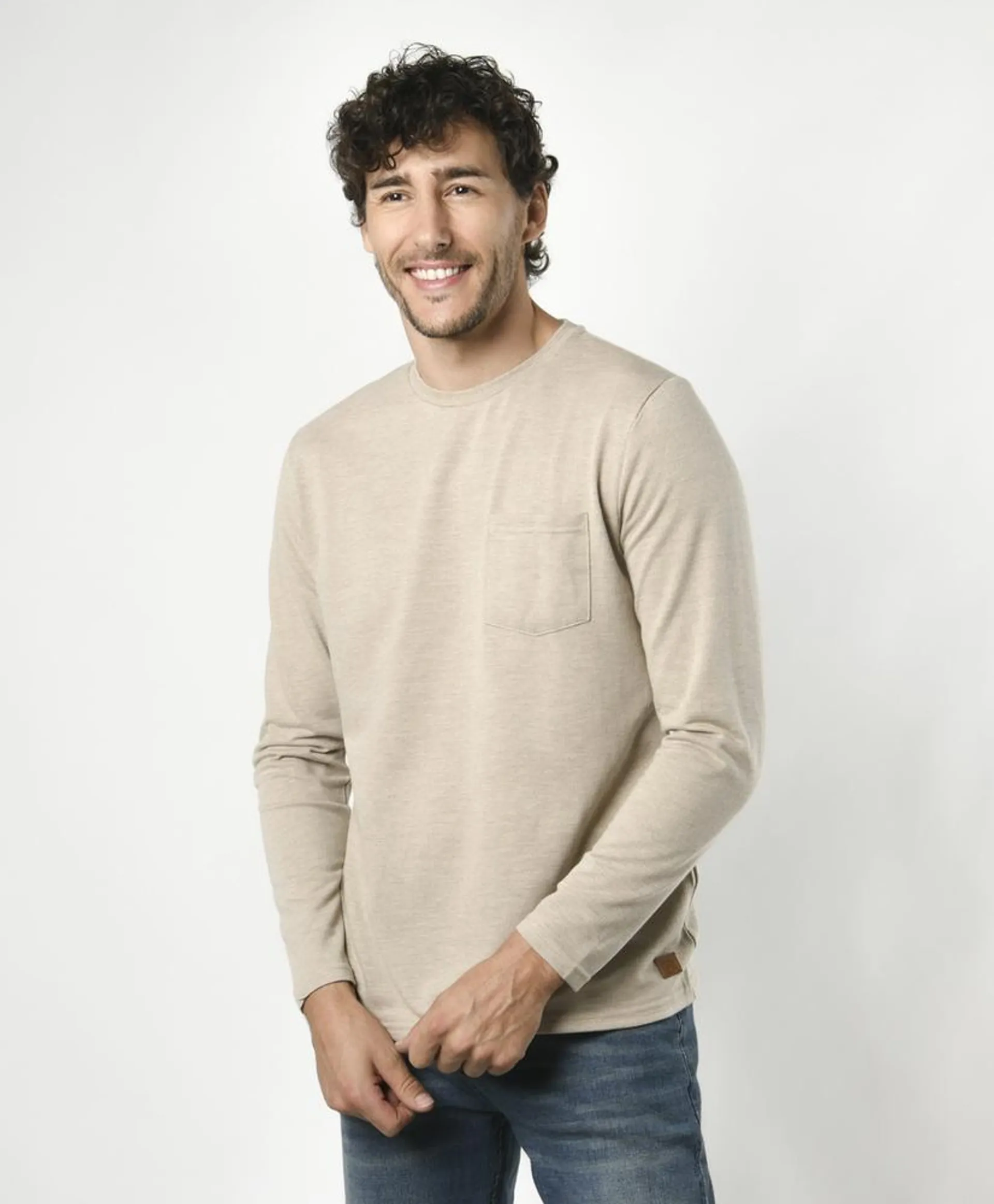 Polera hombre básica beige