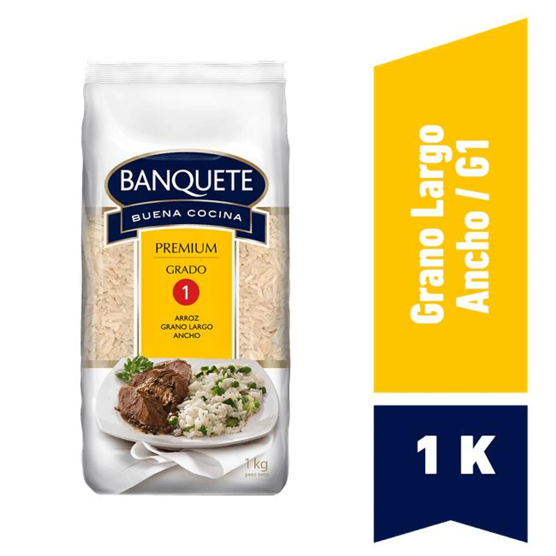 Arroz Grado 1 Banquete Premium Grano Largo y Ancho 1 kg