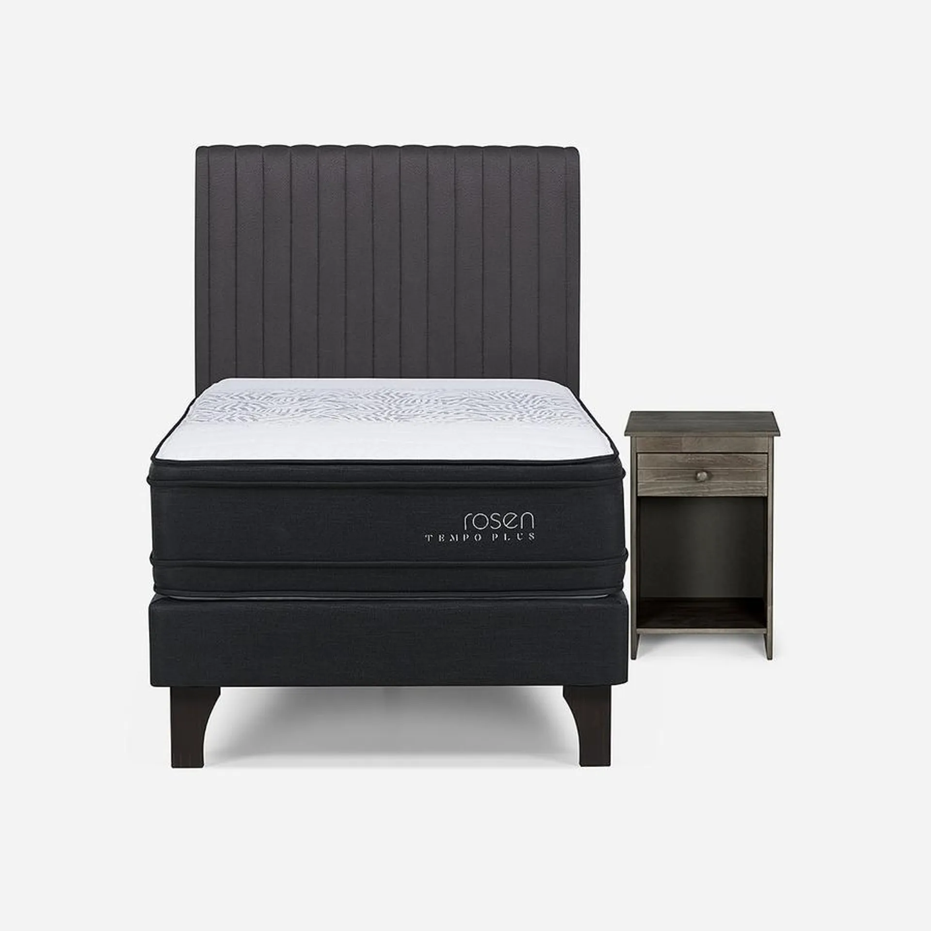 Cama Tempo Plus 1,5 Plazas + Respaldo Lucio y Velador Tabor