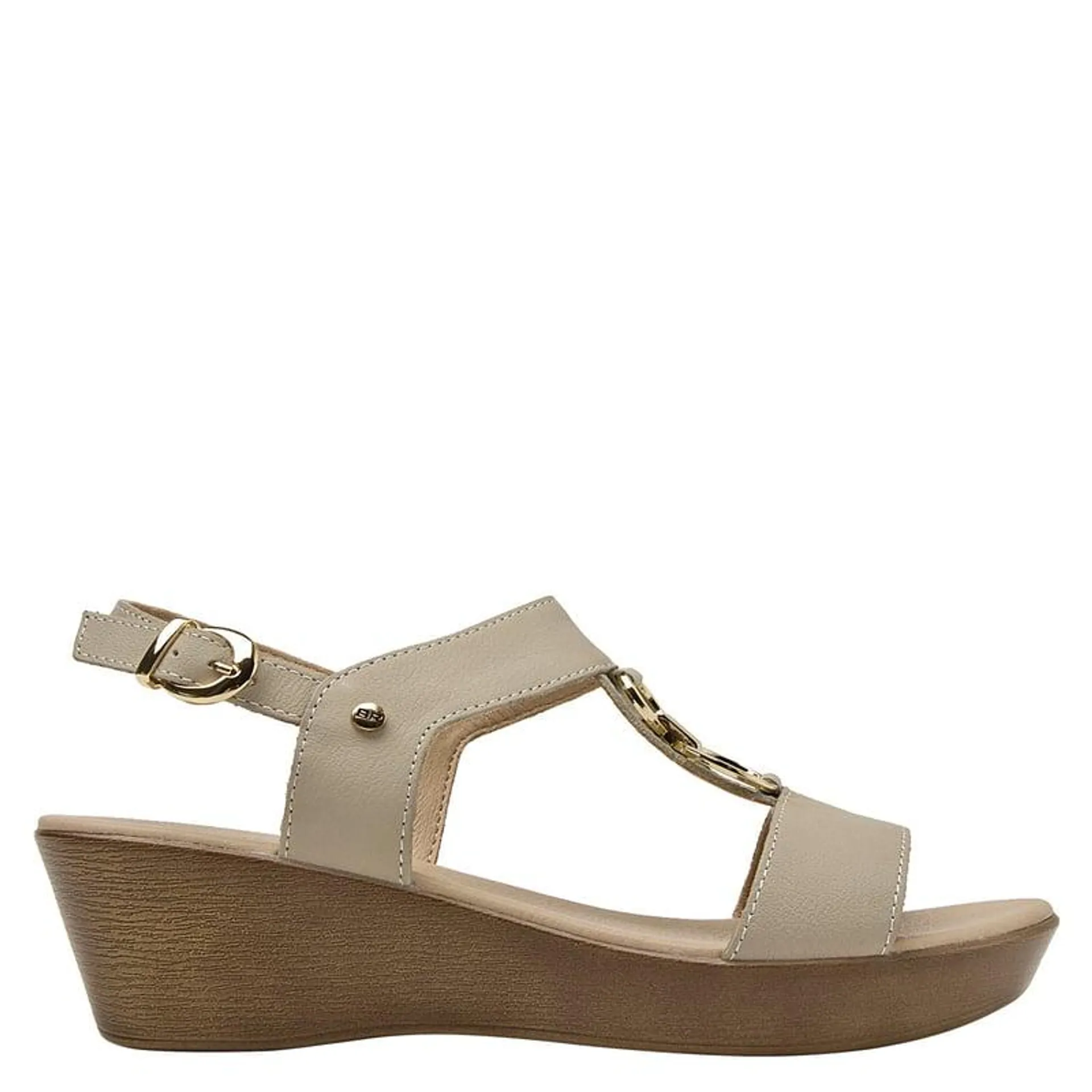 Sandalia Mujer Cuero Beige Bruno Rossi