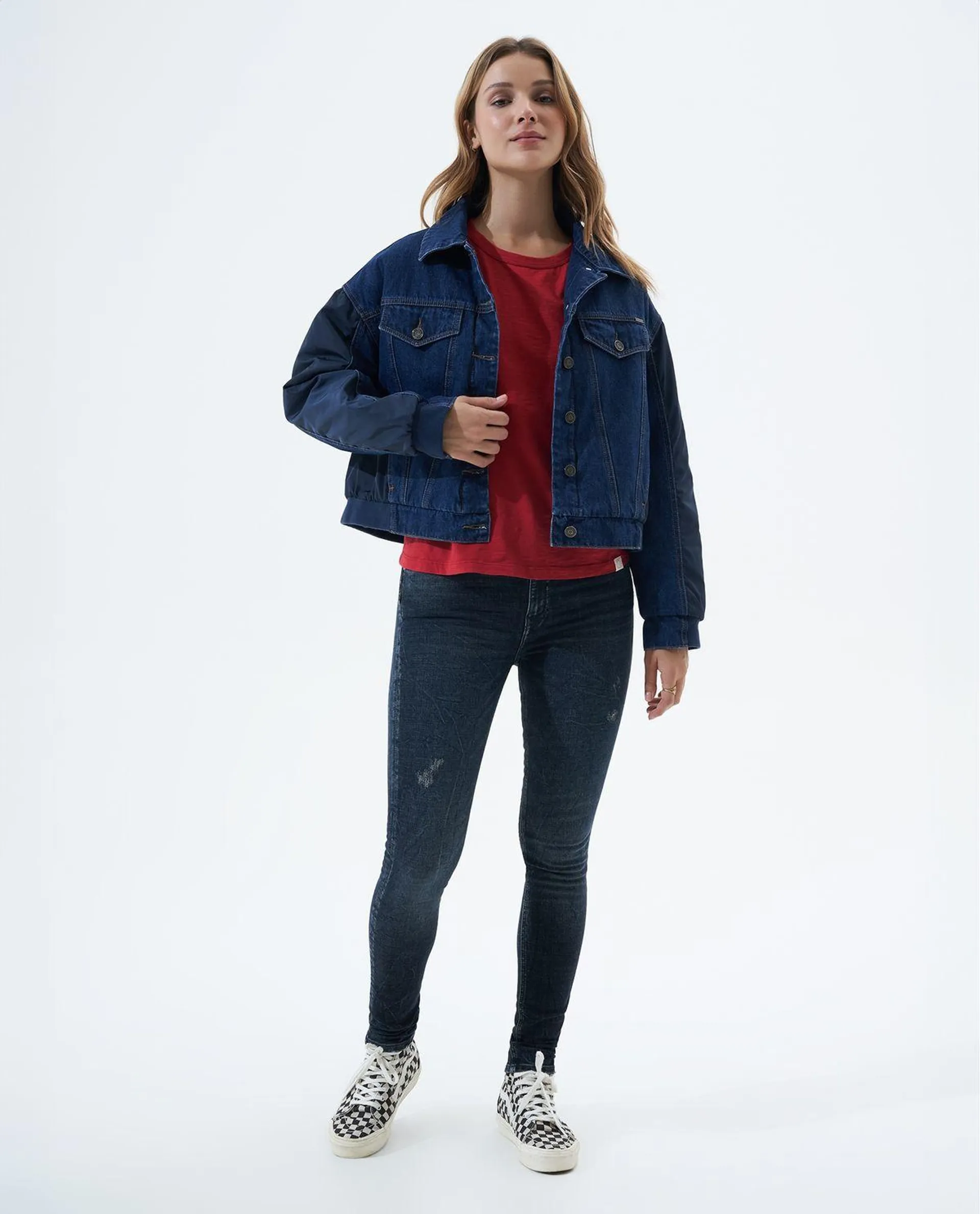 Jean Skinny fit con mini desgastes para mujer