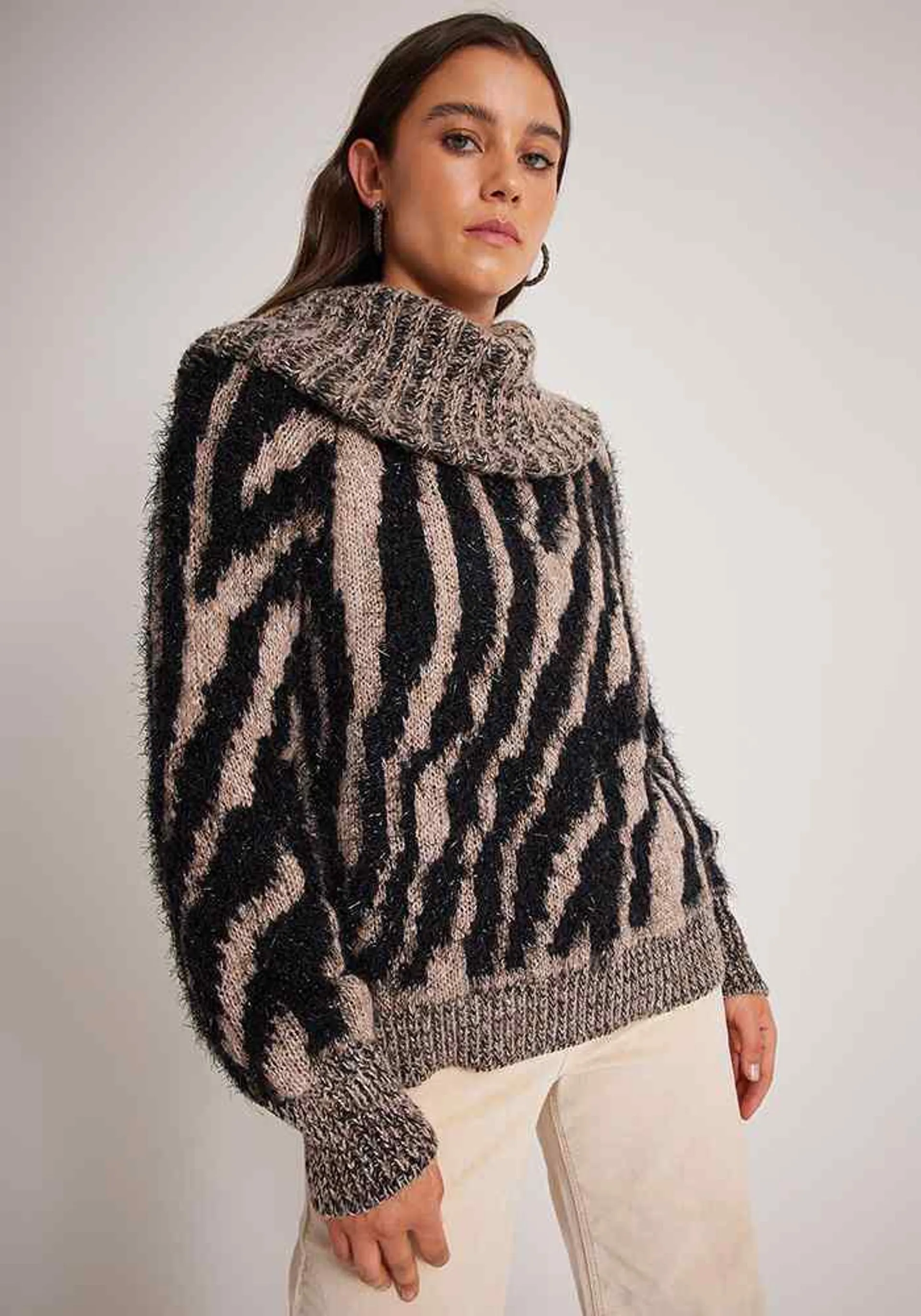 Sweater Cuello Doble Y Jacquard M Miscelaneo 1