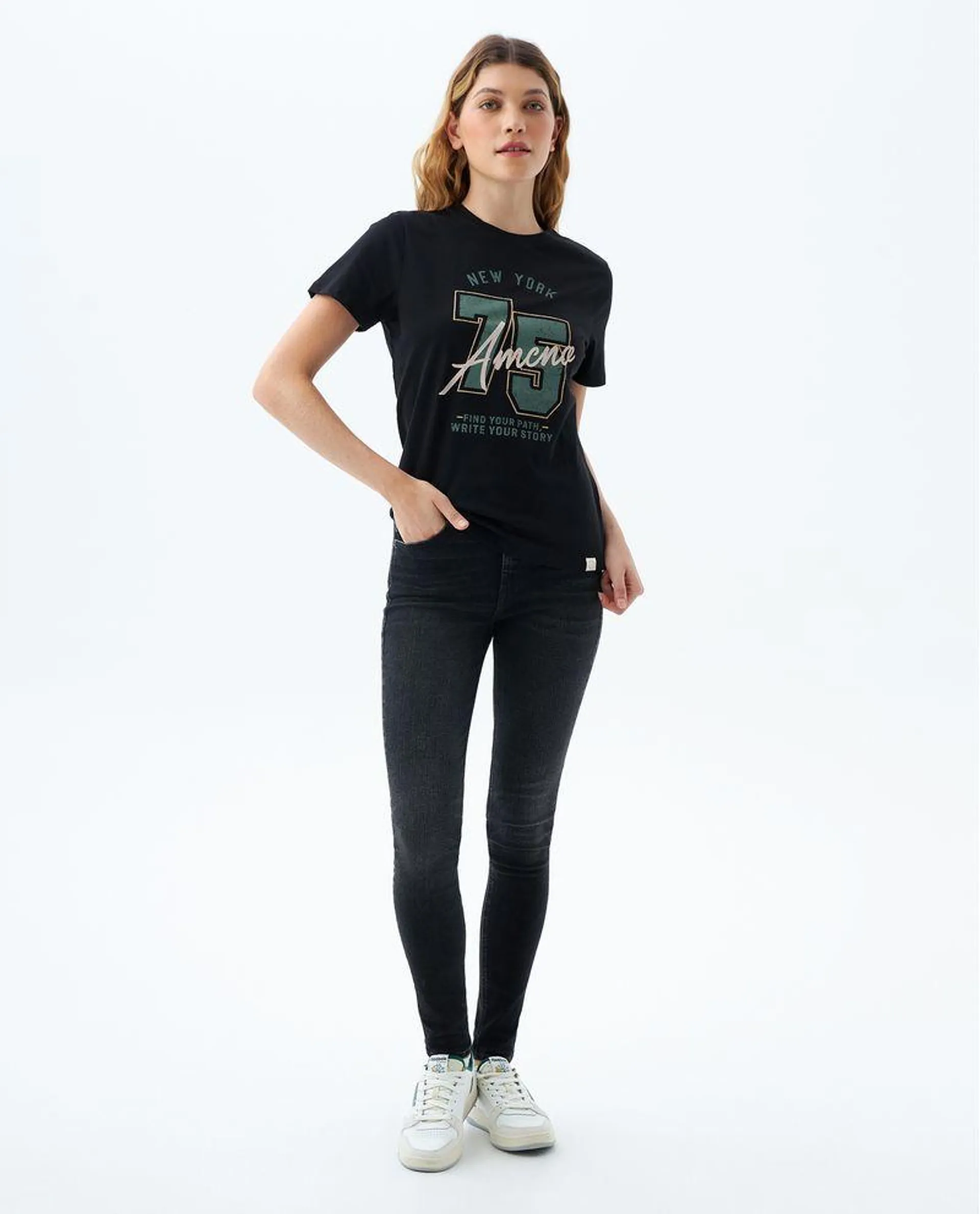 Jean Jegging negro para mujer