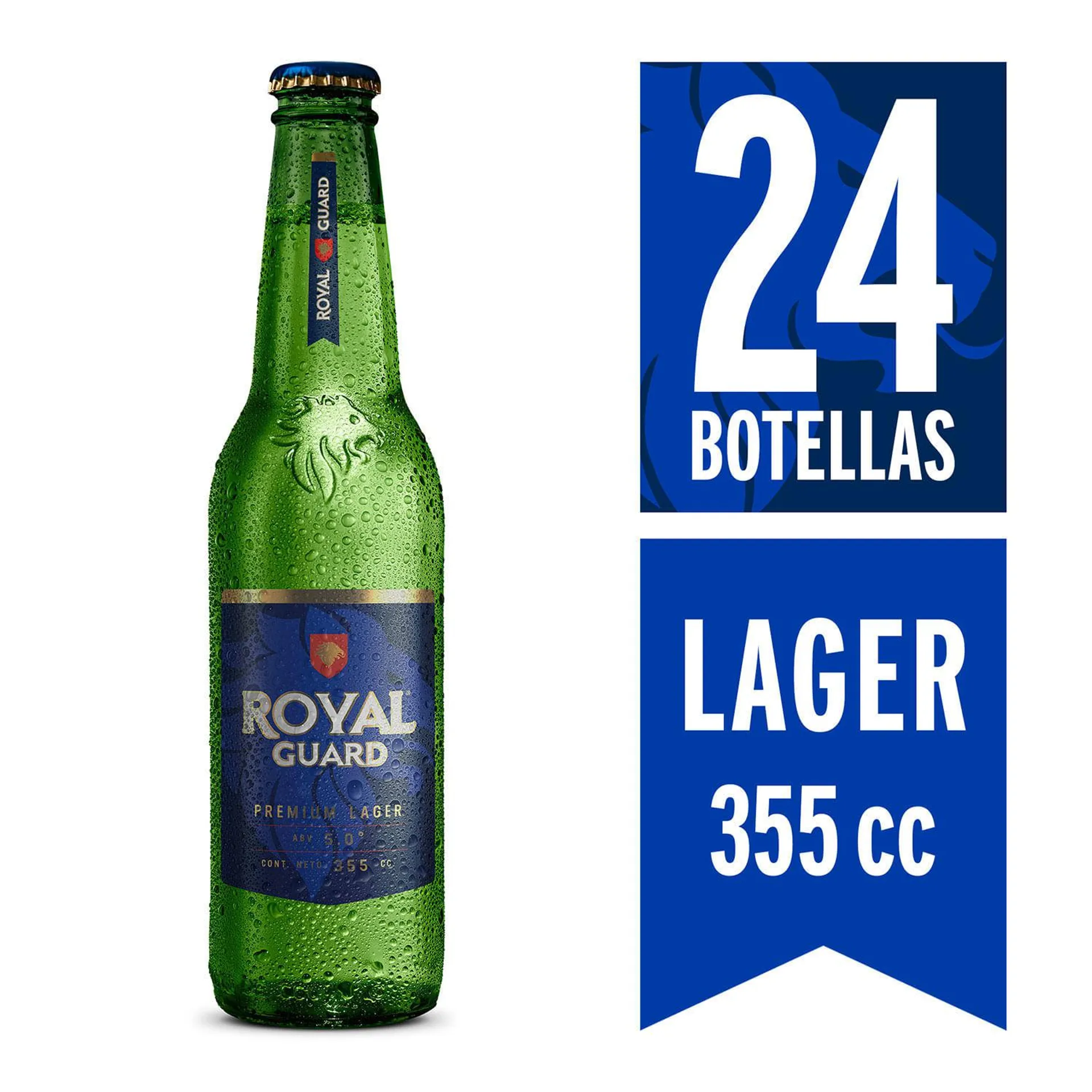 Pack 24 un. Cerveza Royal Guard 5.0° botella 355 cc