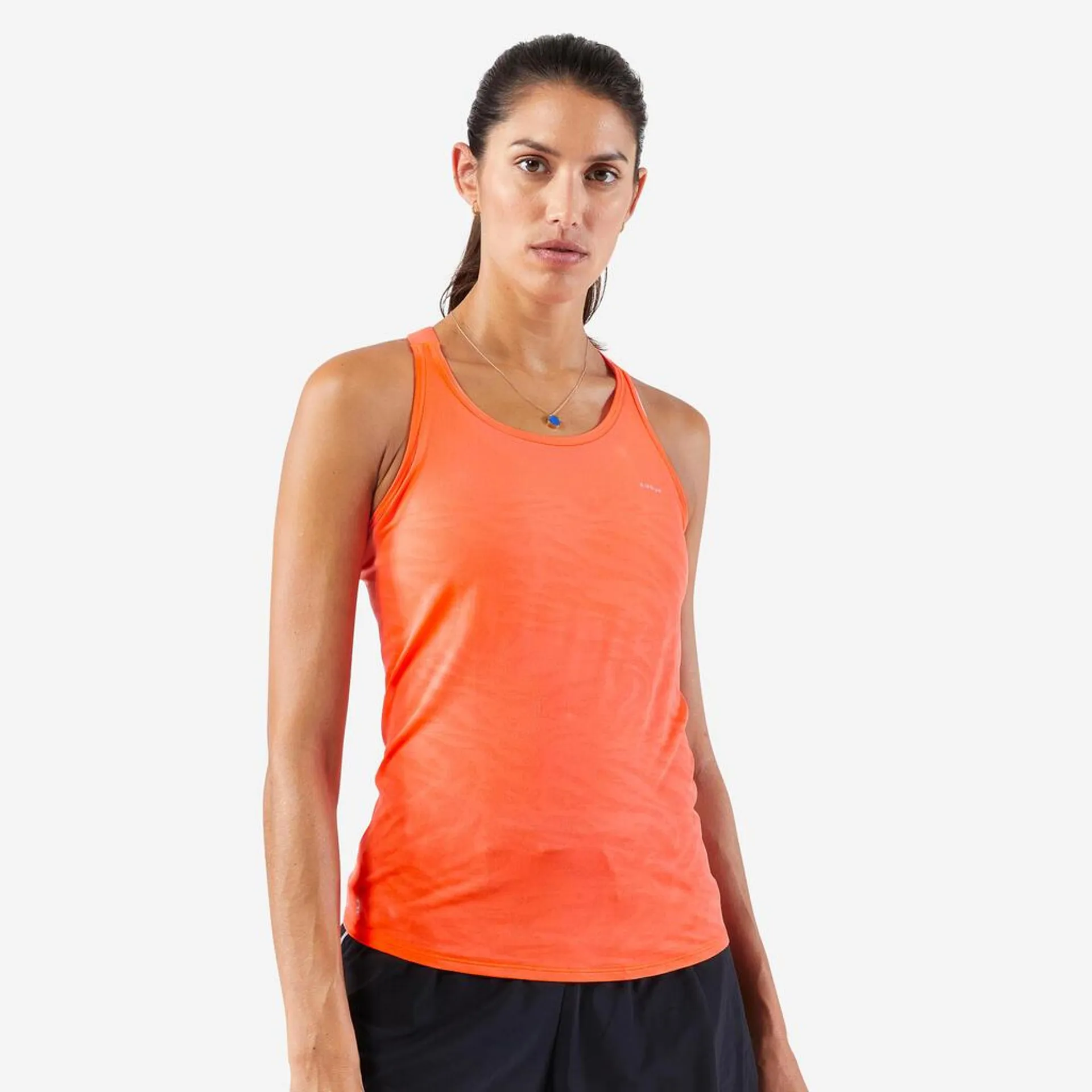 Polera sin mangas Running sin costuras mujer - KIPRUN Run 500 Confort coral