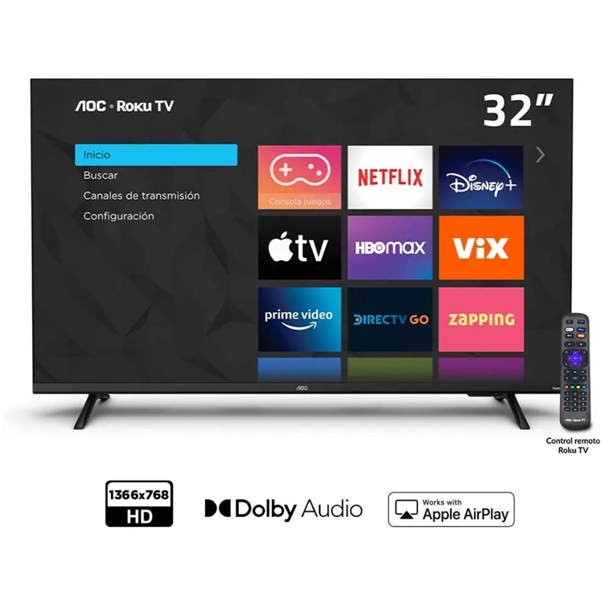 Smart TV LED ROKU AOC 32" 32S5135 SMART TV HD - 32S5135