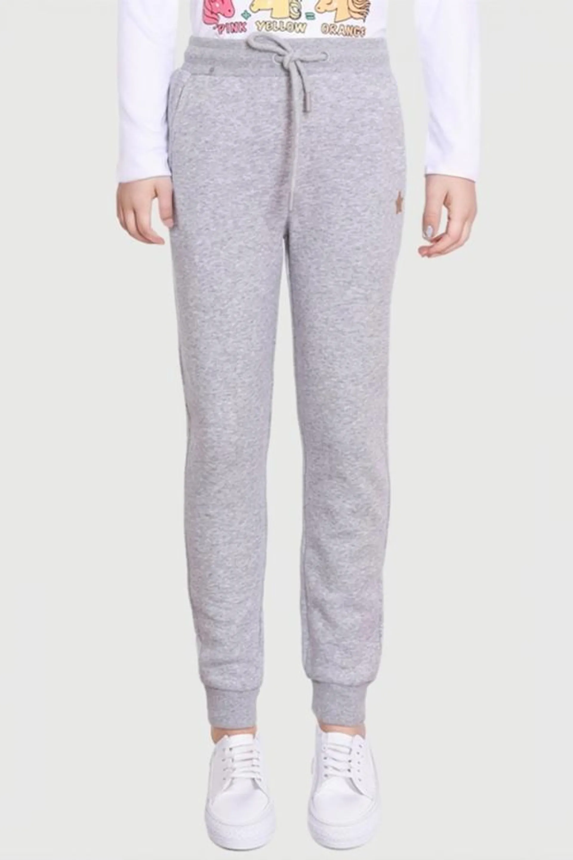 PantalÓn buzo niÑa jogger bÁsico gris melange