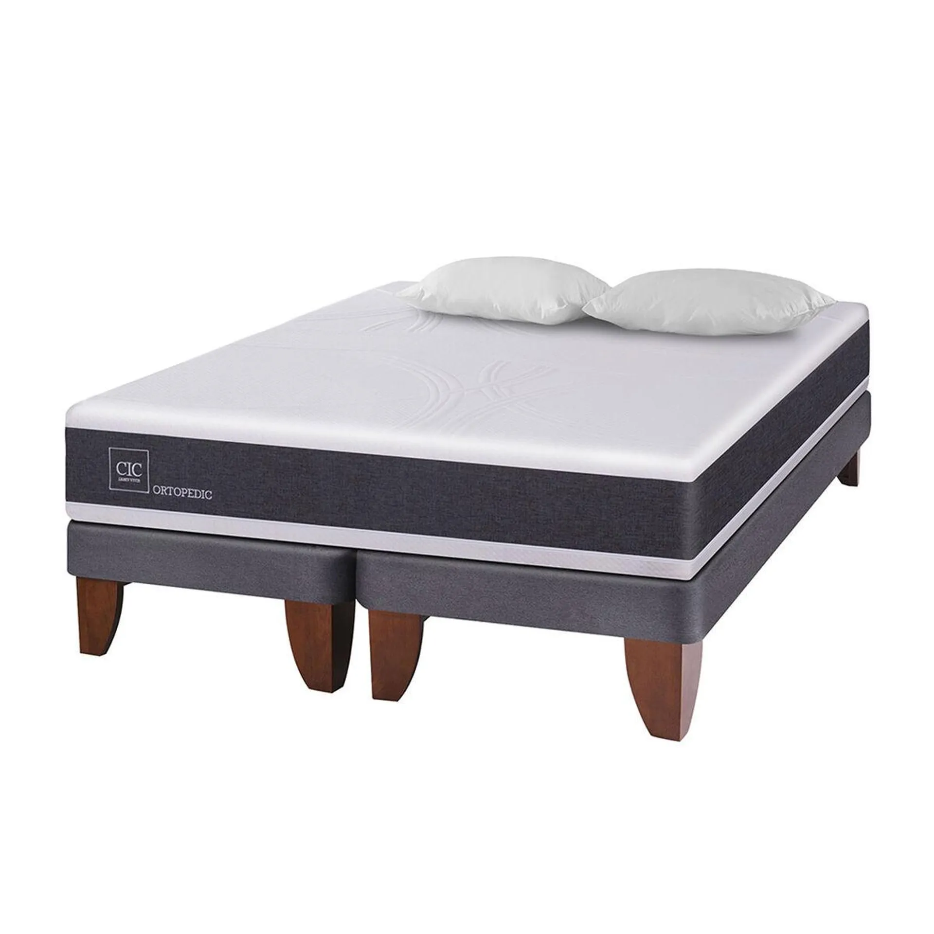 Cama Europea CIC Base Dividida 2 Plazas Ortopedic + Almohadas